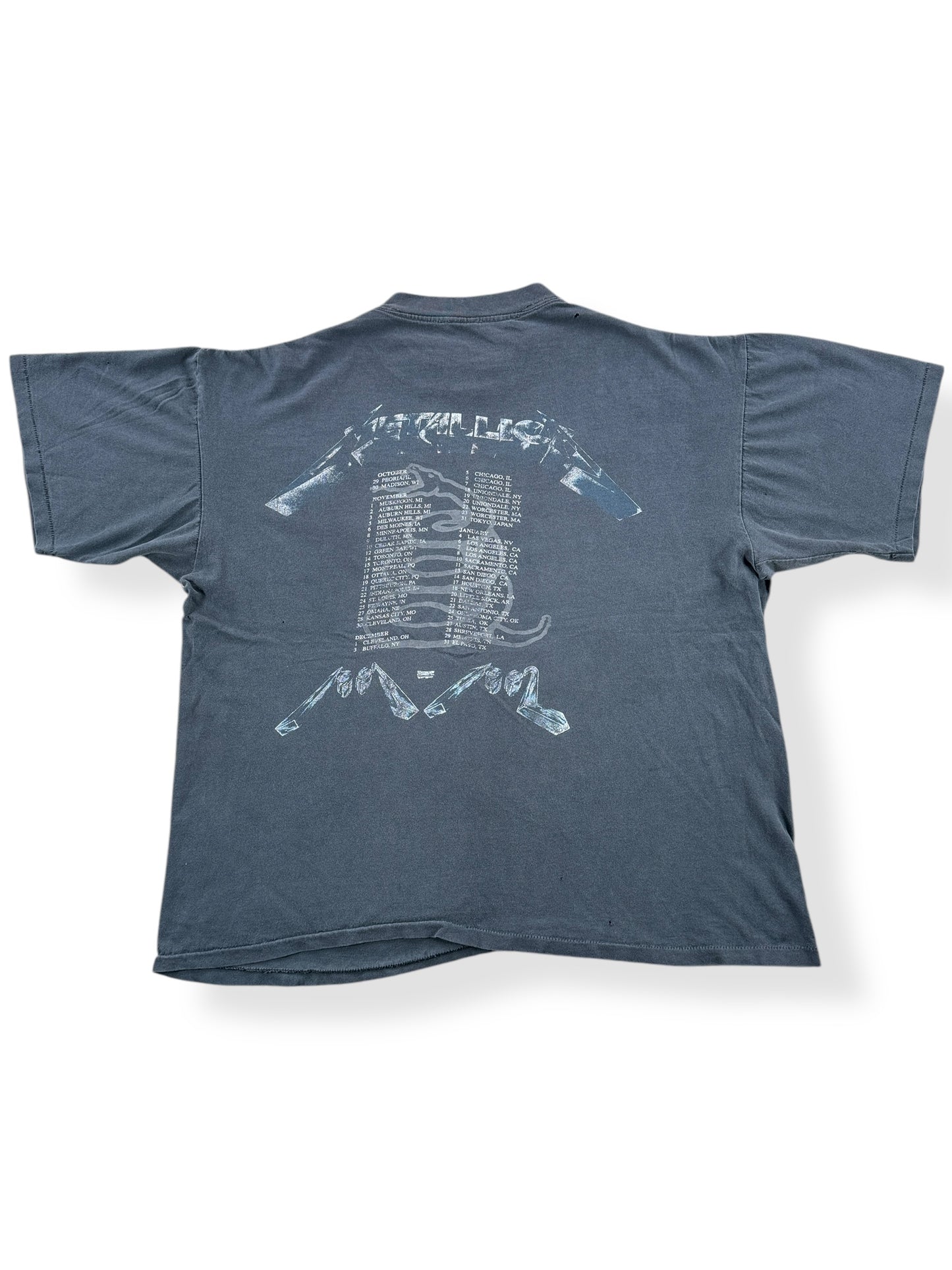 Back of Vintage 1991 Metallica Black Album Tour Tee SZ XL