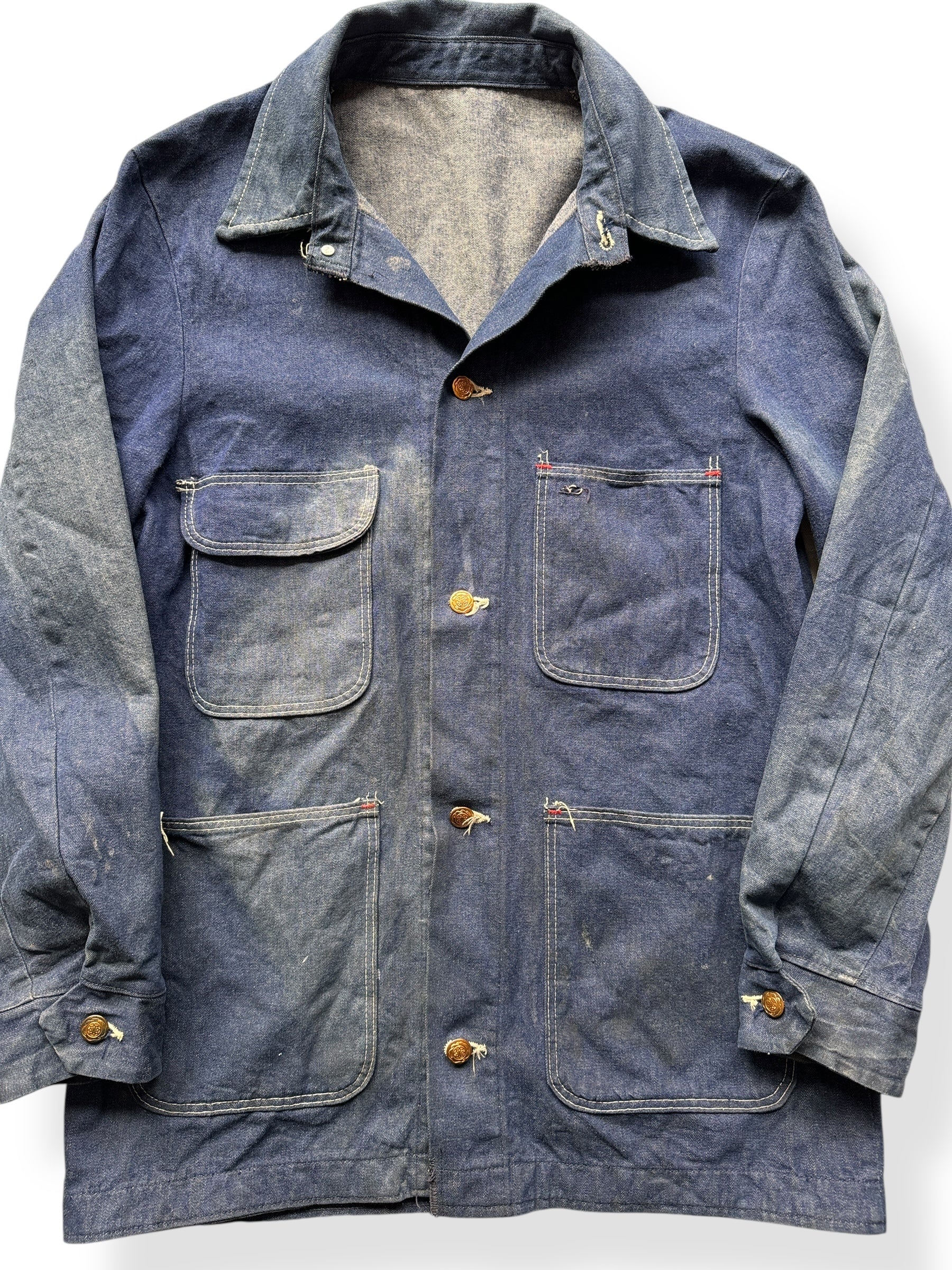 Front Close Up of Vintage Unlined Big Ben Chore Coat SZ 38