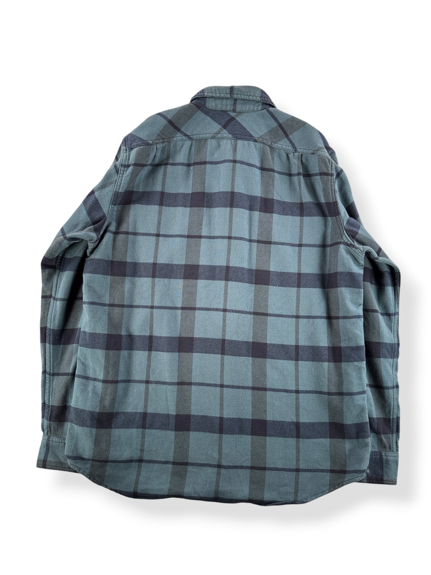 Back of Filson Blue Navy Vintage Flannel Work Shirt SZ L