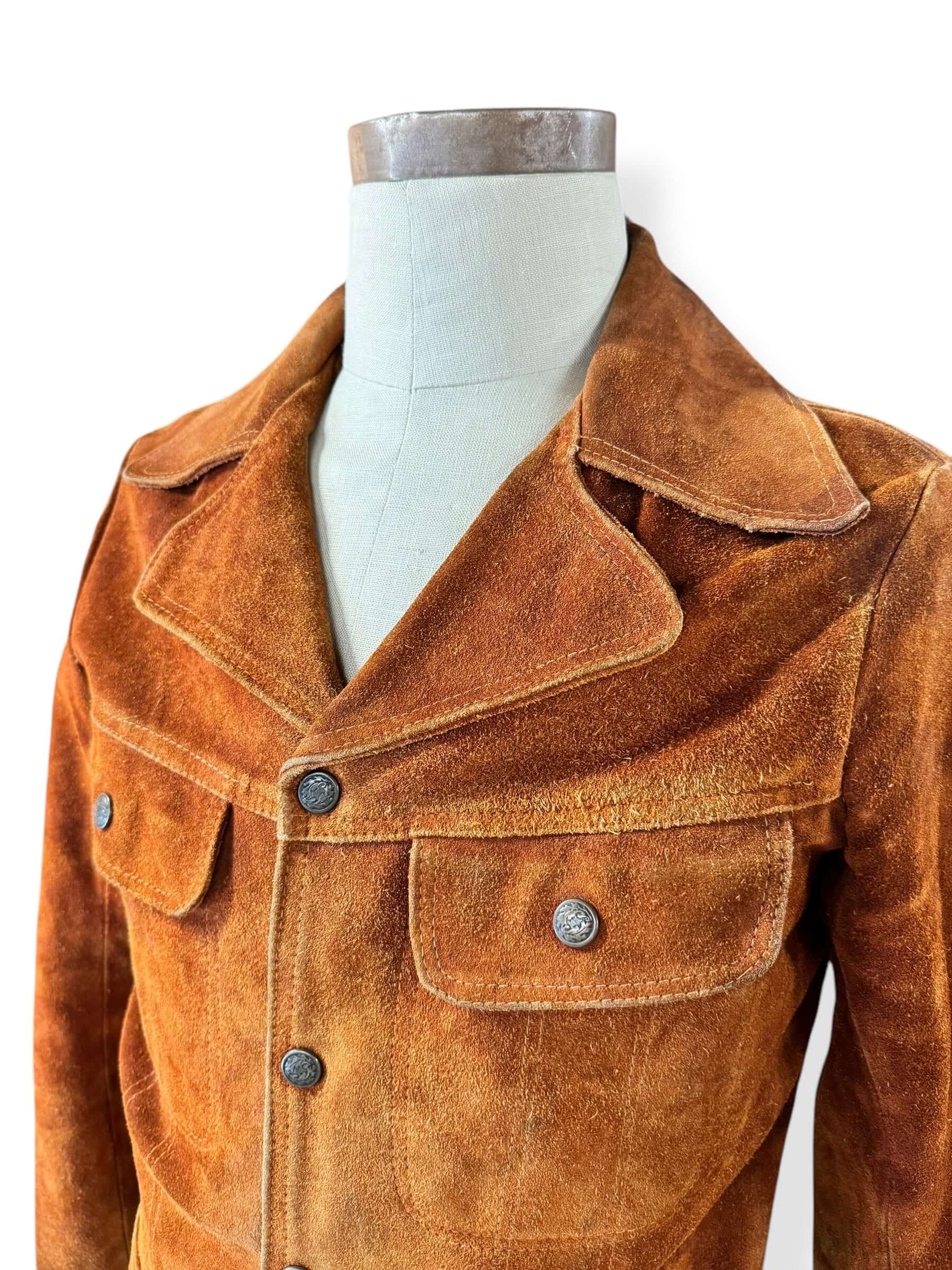 Side view of 1970s Leo Suede Trucker Style Jacket M