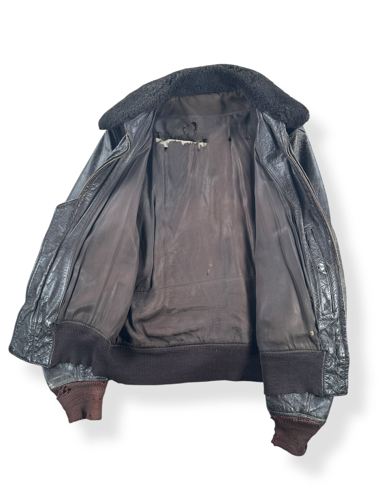 Inside of Vintage G-1 Bomber Jacket with Beat Liner SZ XL