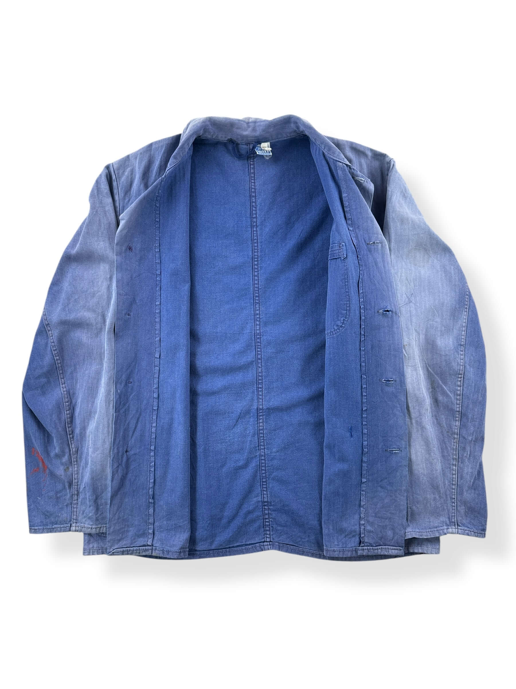 Inside of Vintage Perfectly Sunfaded HBT French Chore Coat SZ L