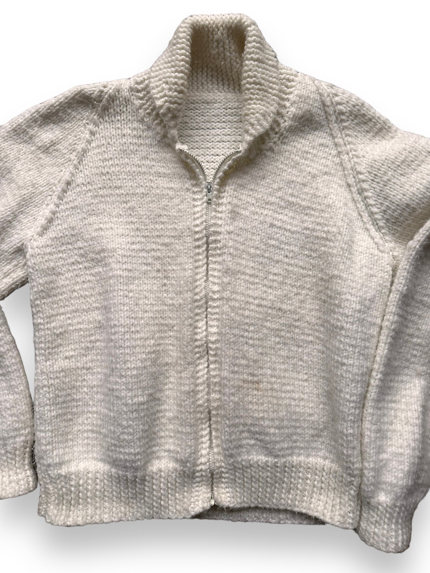 Front View Close Up on Vintage Deer Wool Cowichan Style Sweater SZ M | Vintage Cowichan Sweaters Seattle | Barn Owl Vintage Seattle