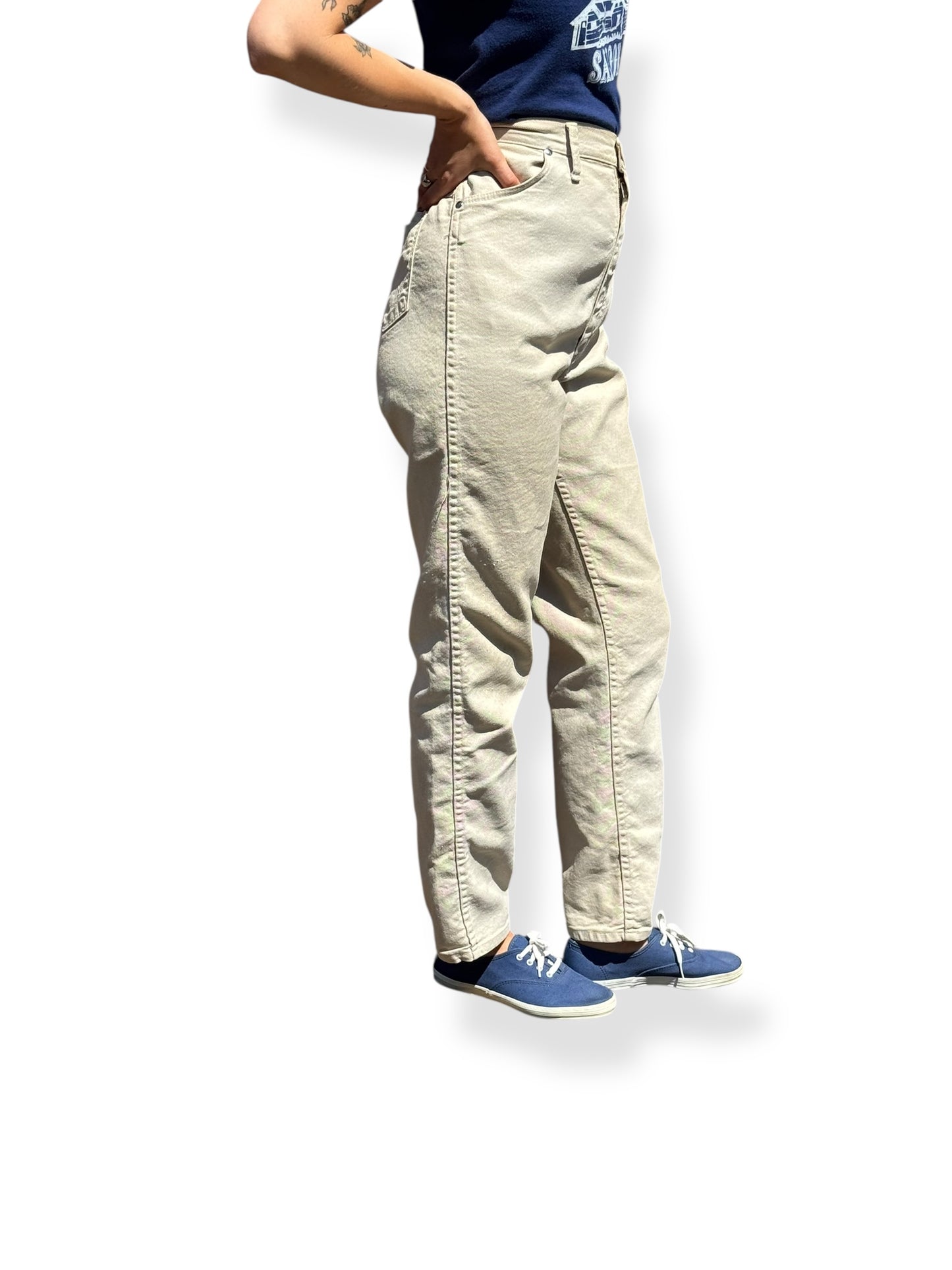 Vintage Cream Colored Miss Wrangler Jeans W28