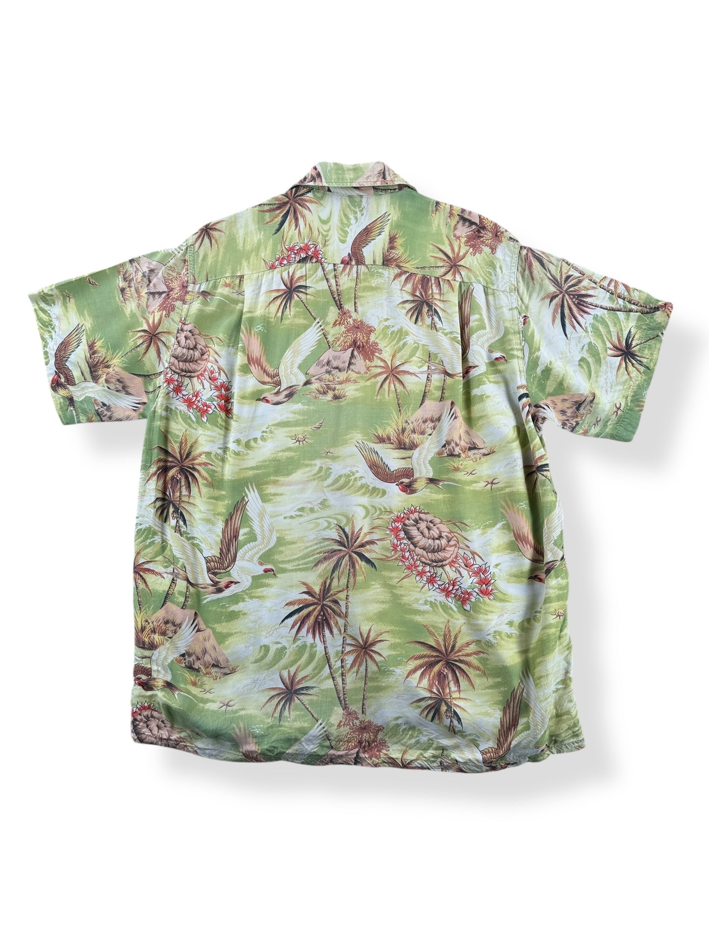 Back of Vintage Sparrows Unbranded Rayon Aloha Shirt SZ M