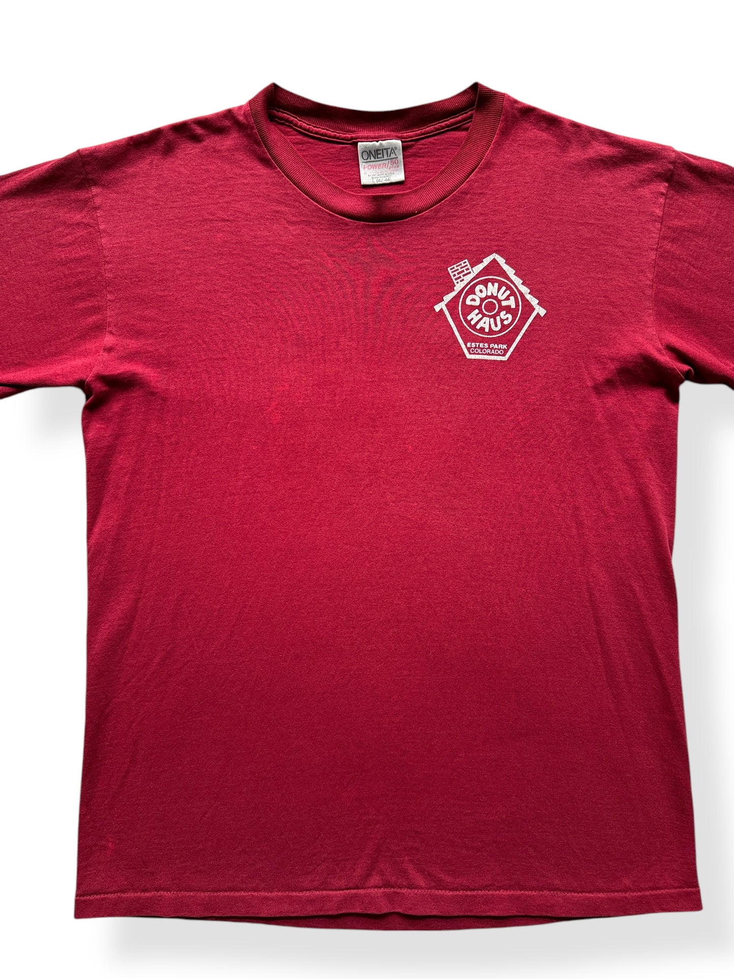 Front Close Up of Vintage Single Stitch Donut Haus Tee SZ L