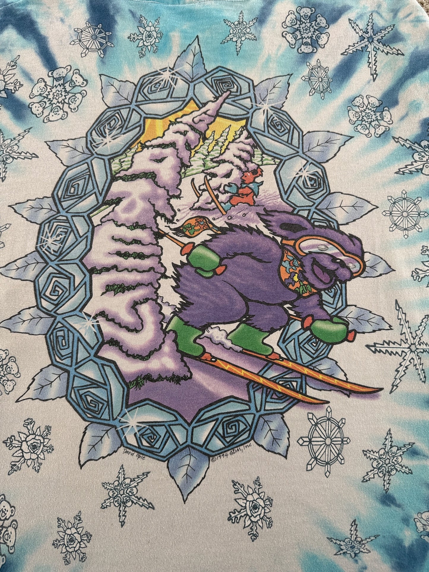 Back Graphic of Vintage Grateful Dead Snowboarding Bear Long Sleeve Tee SZ L