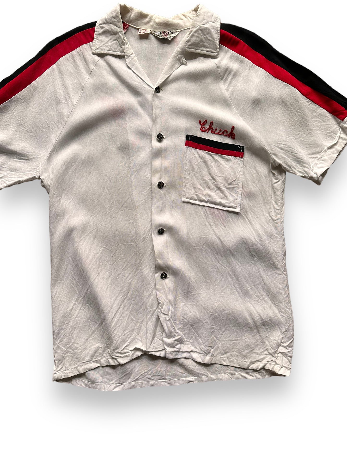 front close up of Vintage U Save Oil Chainstitched Rayon Bowling Shirt SZ M | Vintage Bowling Shirt Seattle | Barn Owl Vintage Seattle