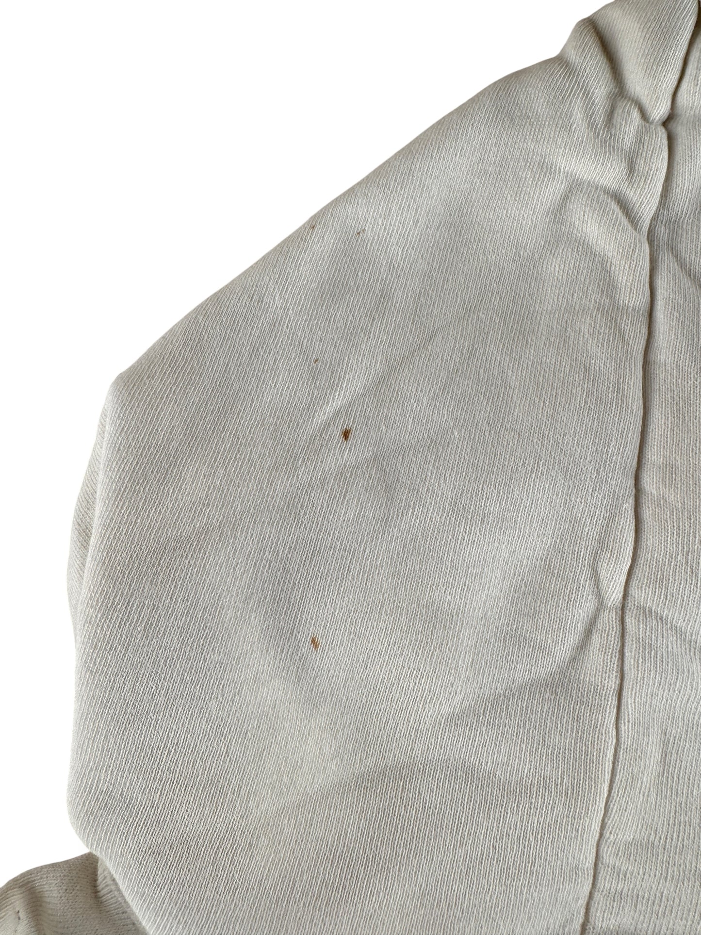 Stains on Back of Hood on Vintage 60's Era White Hoodie SZ M