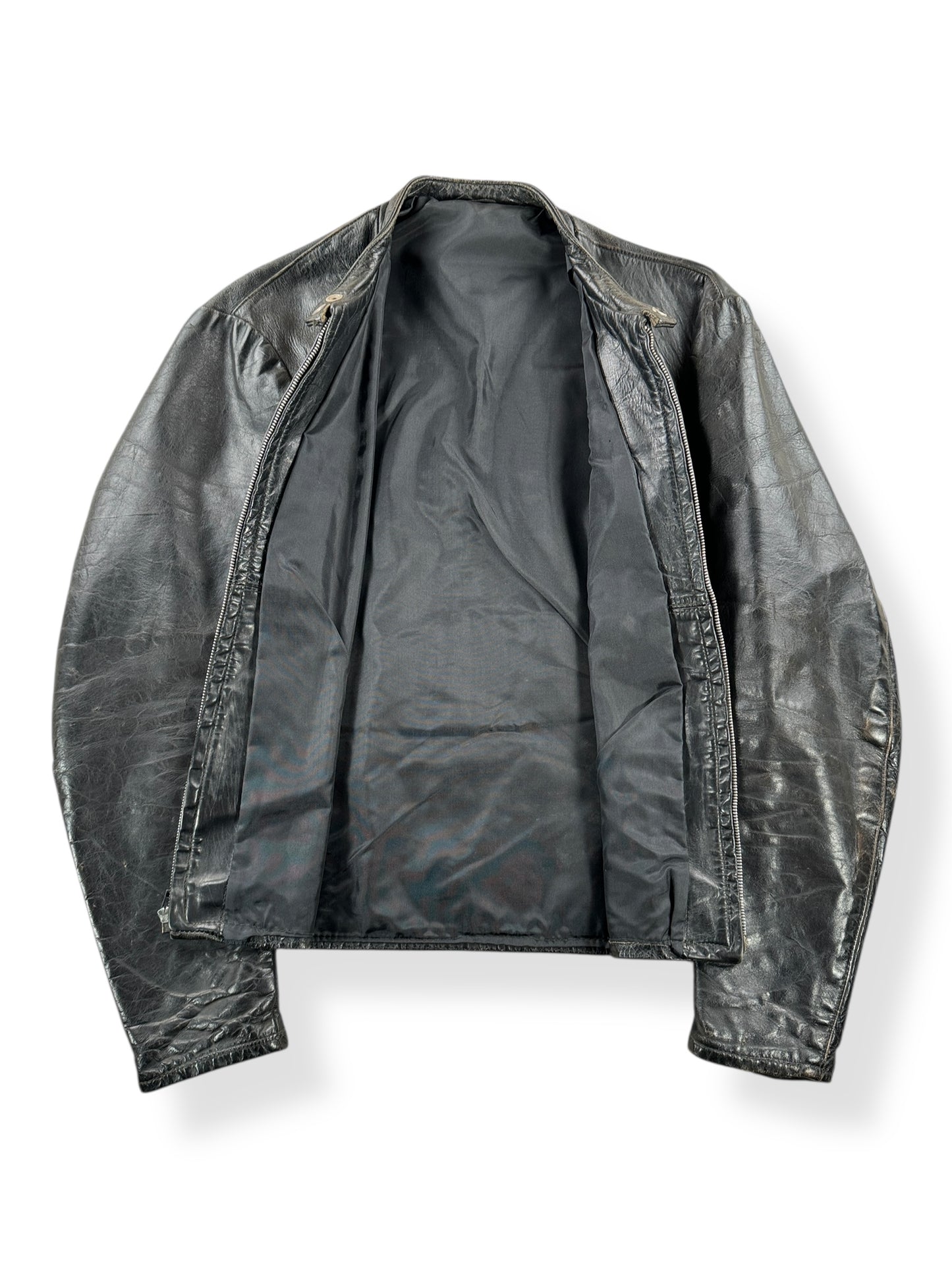 Inside of Vintage Leather Moto Jacket SZ L AS IS