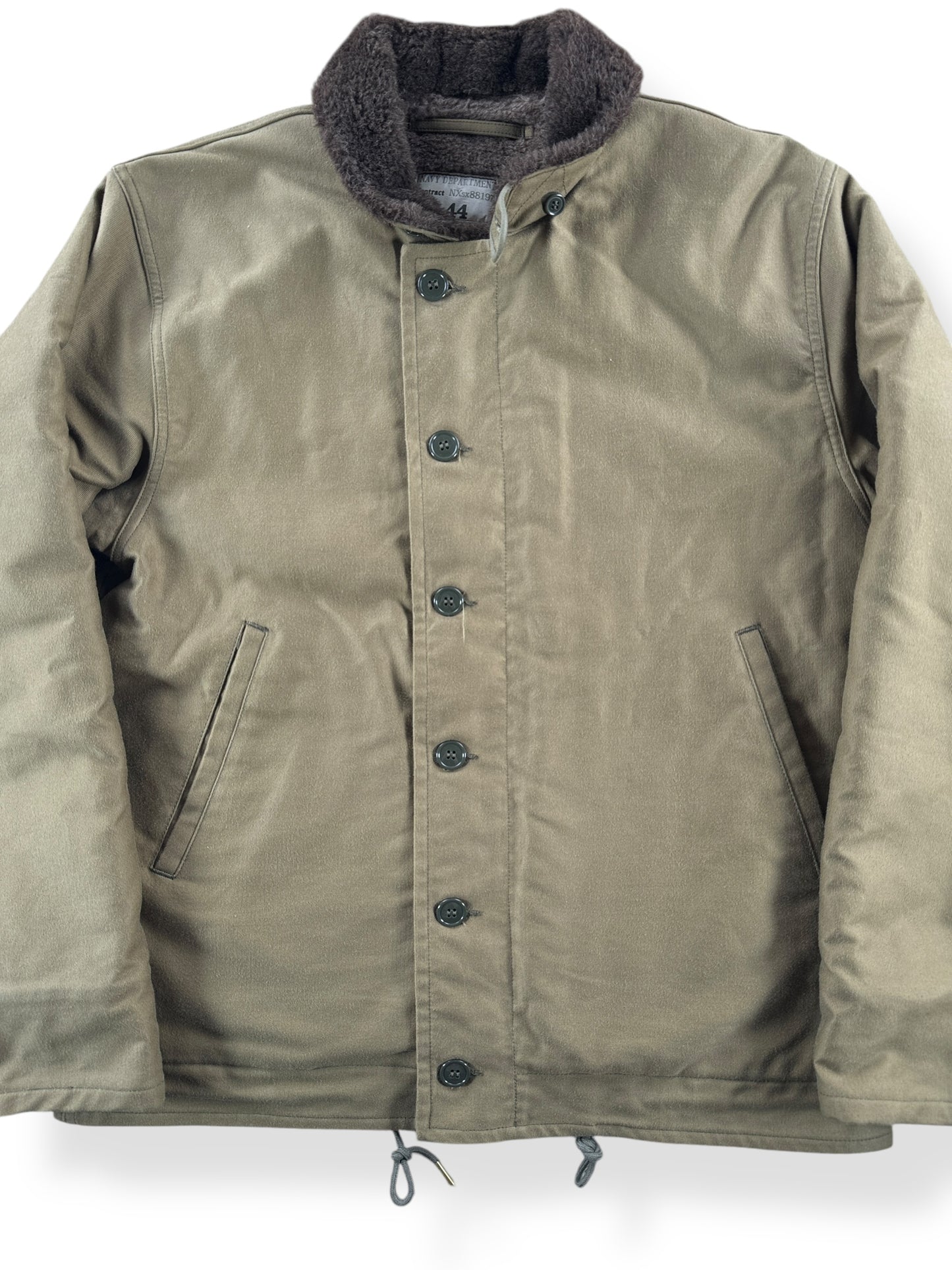 Front Close Up of Modern Real McCoys Repro N-1 Deck Jacket SZ 44