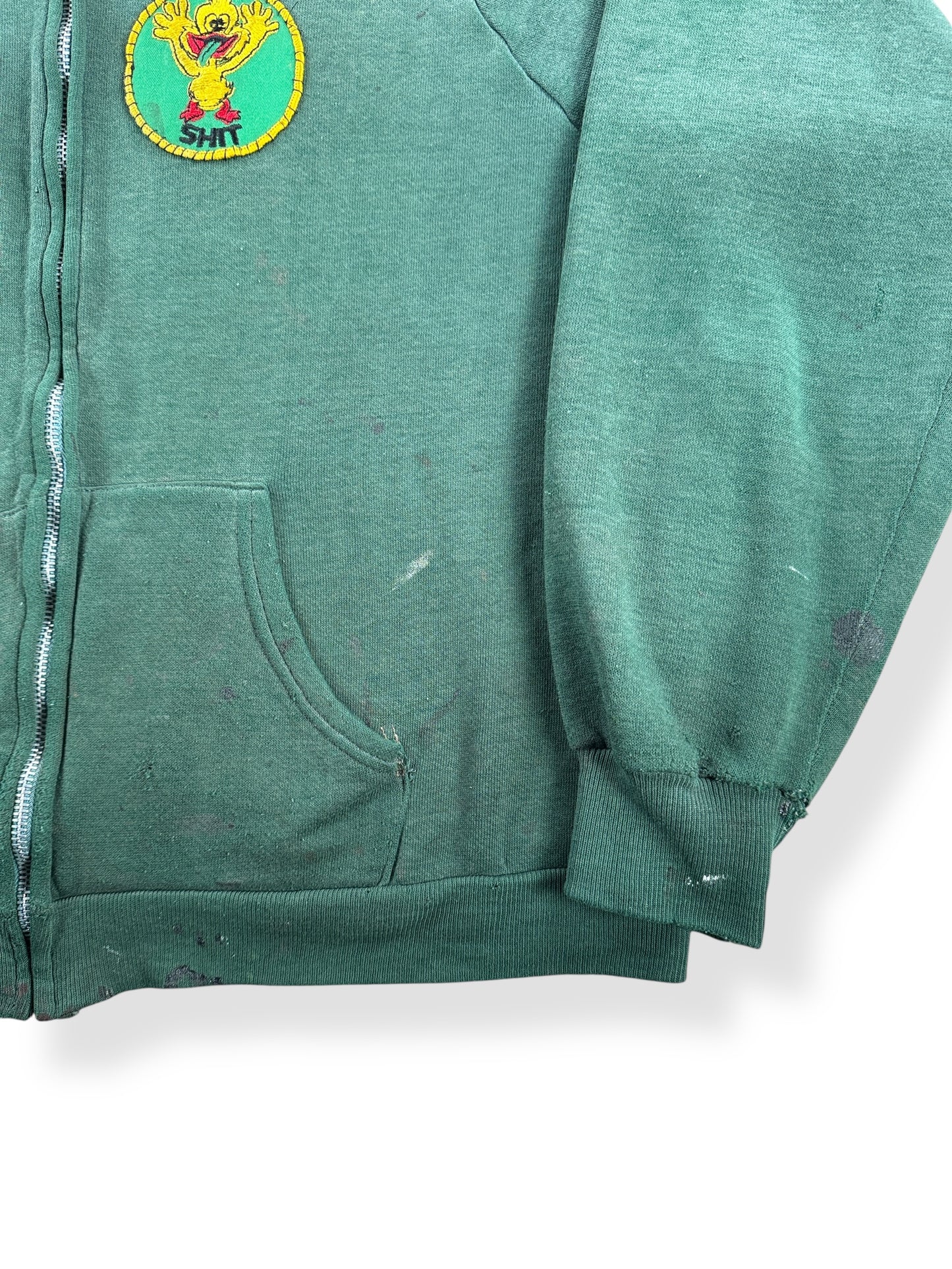 Stains on Vintage Green Shit Zip Up Sweatshirt SZ M