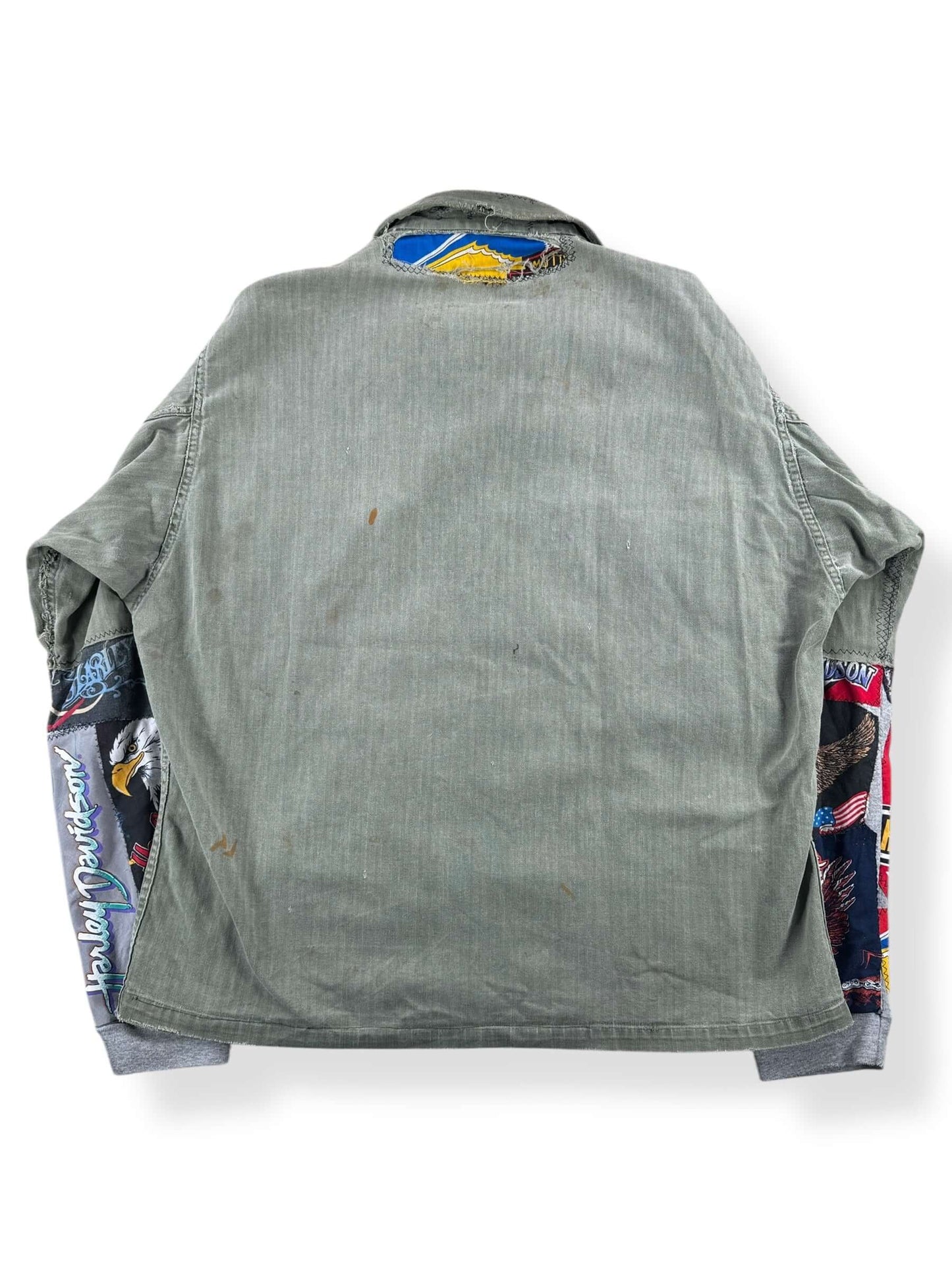 Back of Vintage Custom Harley Bandana HBT Military Top SZ XL