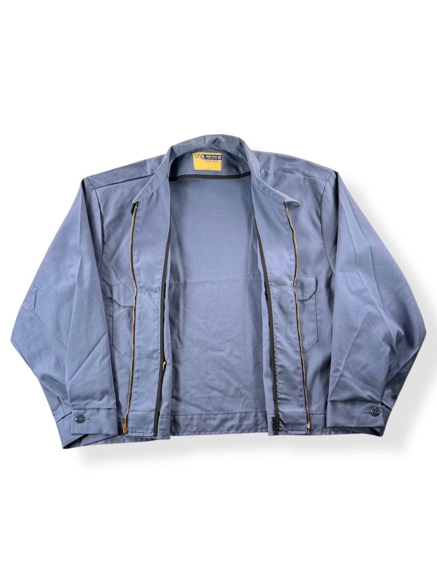 Inside of Vintage Work Wear Light Blue Gas Station Jacket SZ XXXL