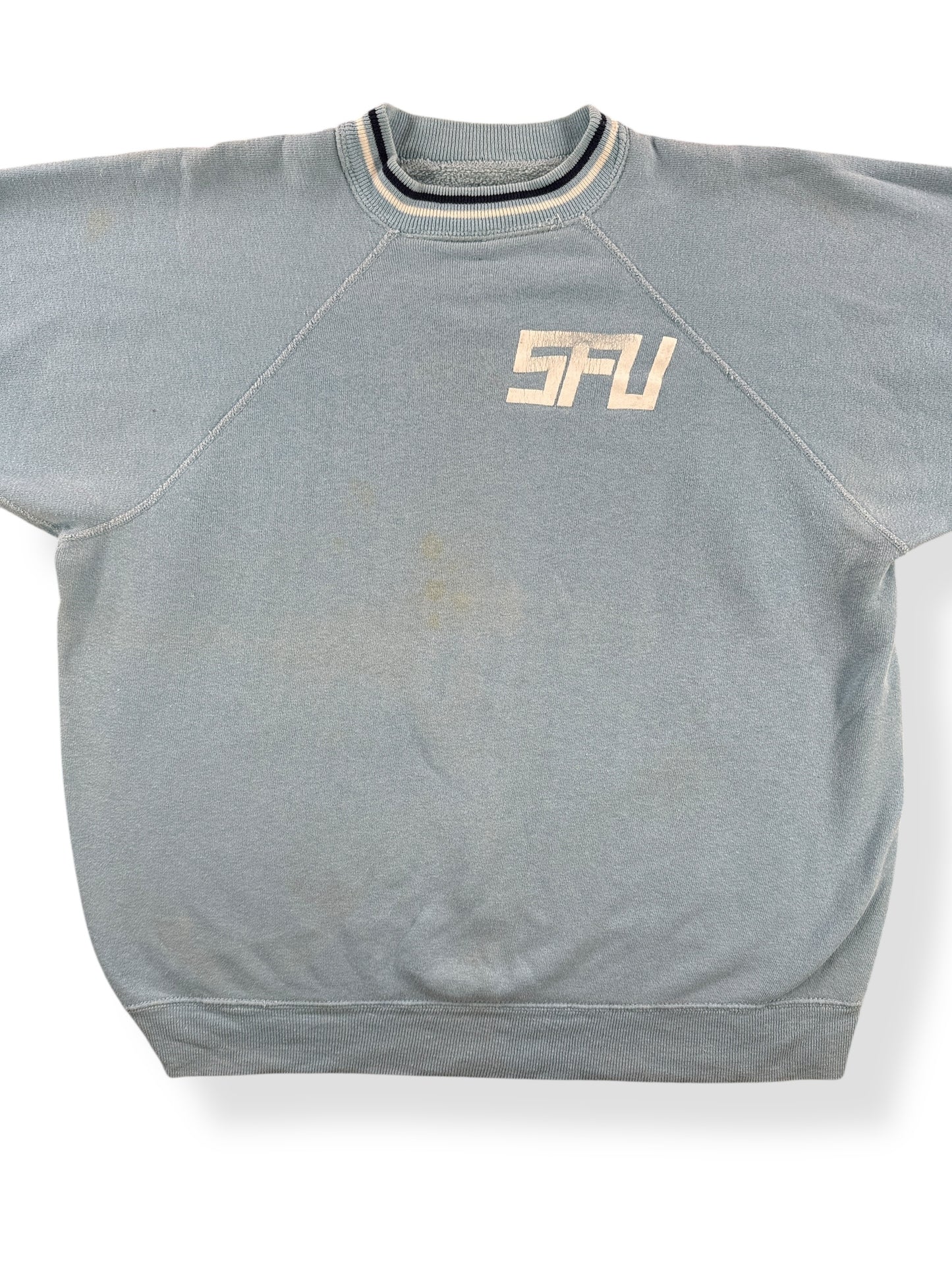 Front Close Up of Vintage SFU Shortie Crewneck AS IS SZ L