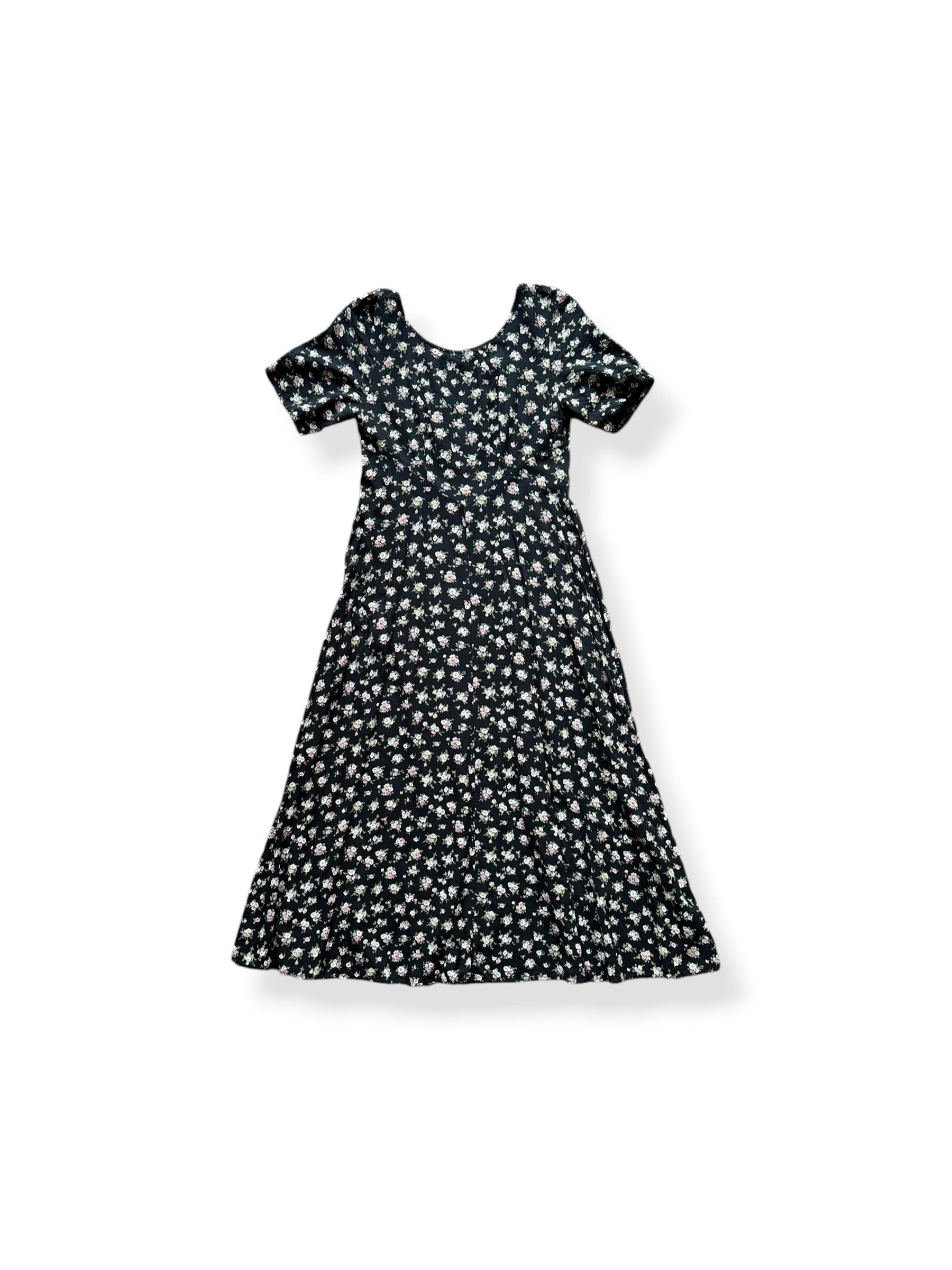 Vintage 90s Black Floral Midi Dress SZ S – The Barn Owl Vintage Goods