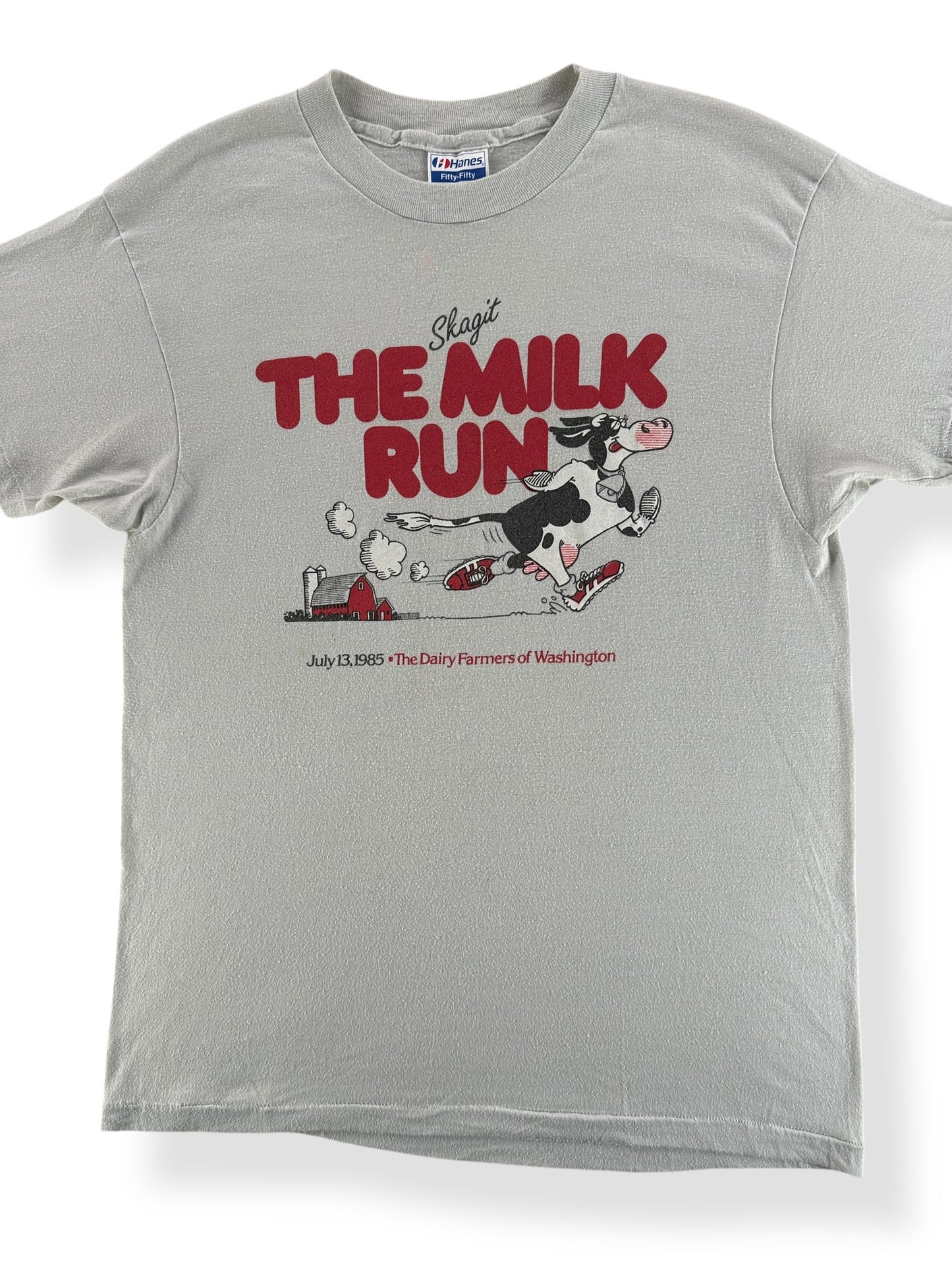 Front Close Up of Vintage Skagit Milk Run Tee SZ M