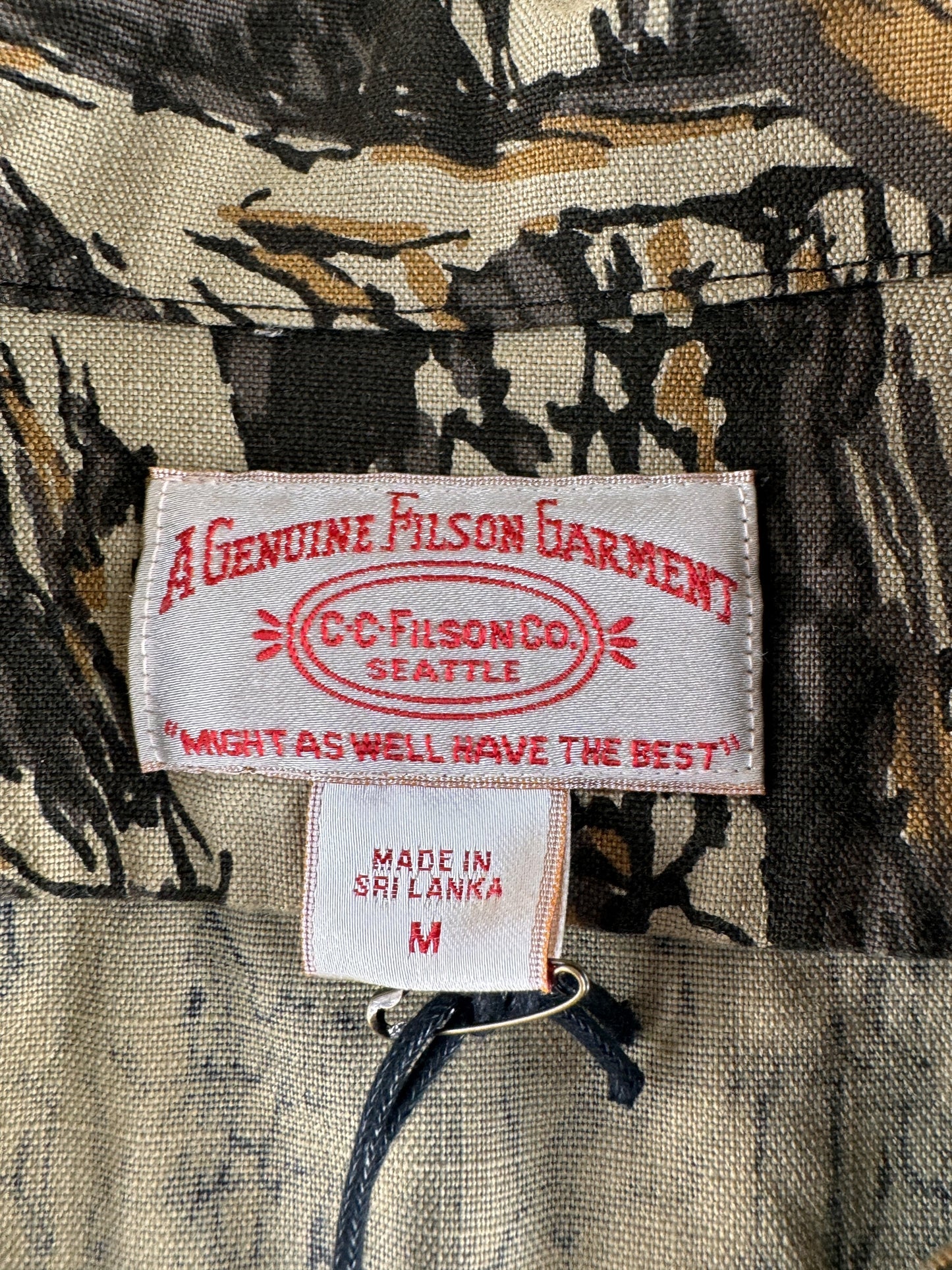 Tag on NOS Filson Rustic Short Sleeve Camp Shirt SZ M