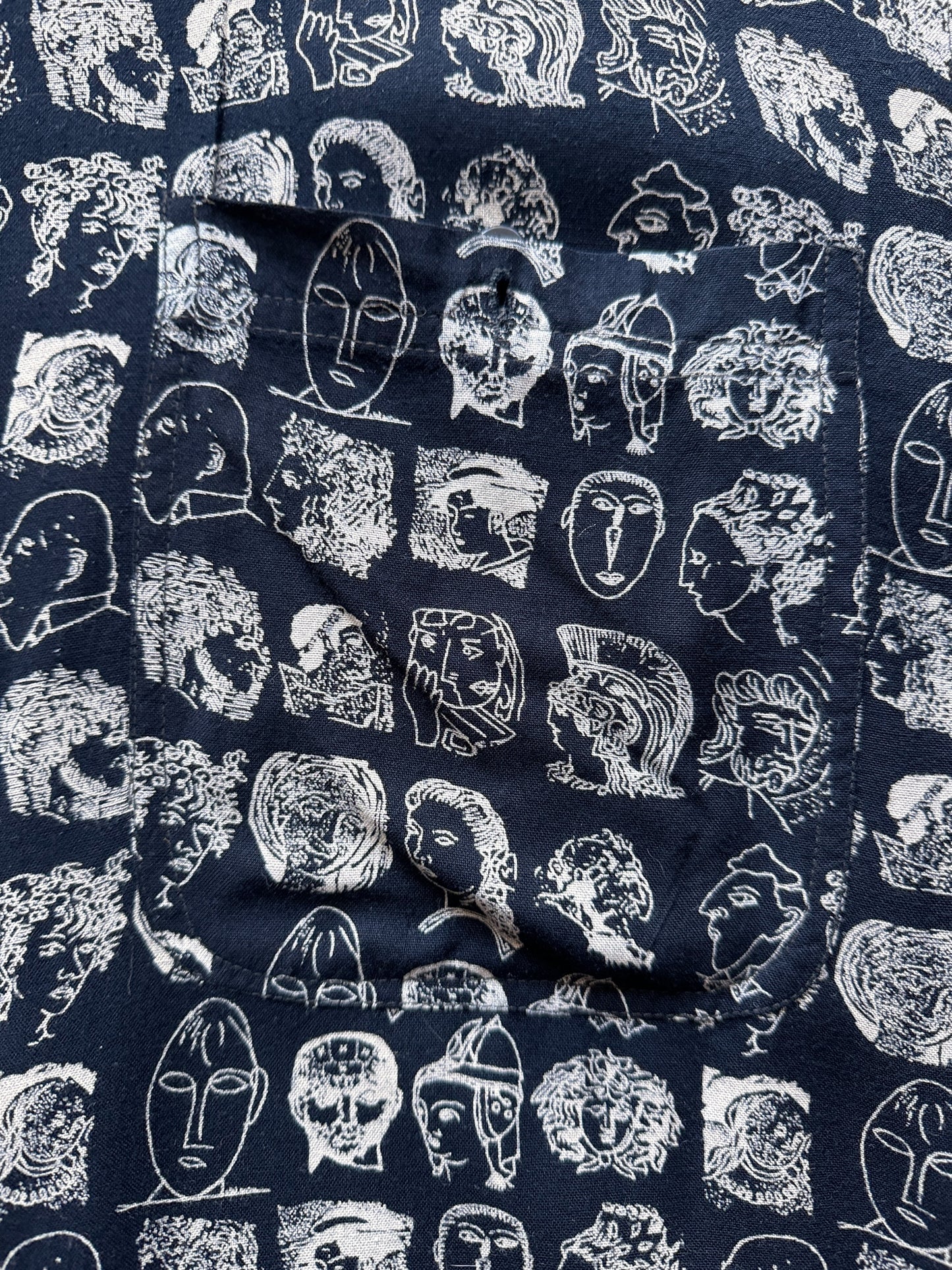 Graphic on Vintage Goouch Rayon Patterned Short Sleeve Shirt SZ S