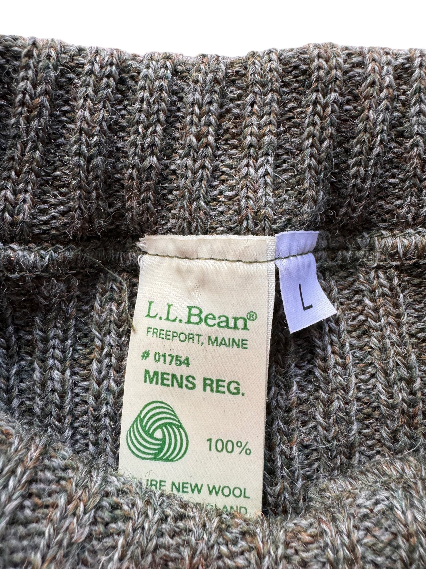 Tag on Vintage LL Bean Wool Sweater SZ L
