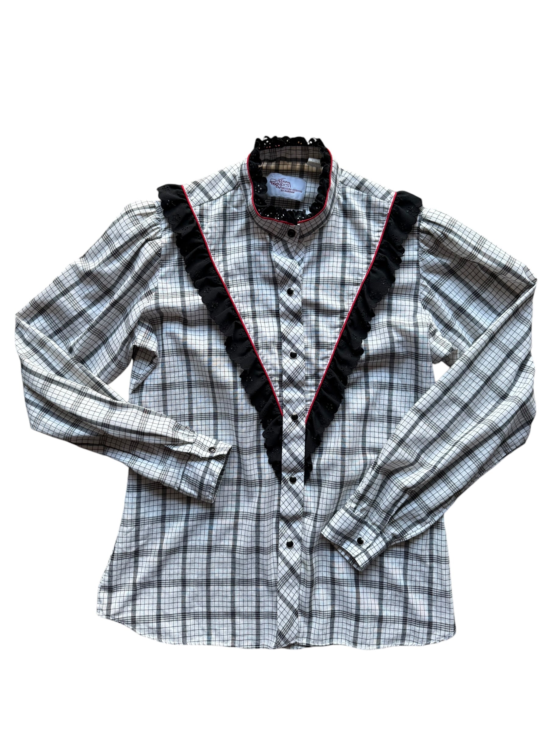 Front view of 1980s Kenny Rogers Ruffle Pearl Snap L