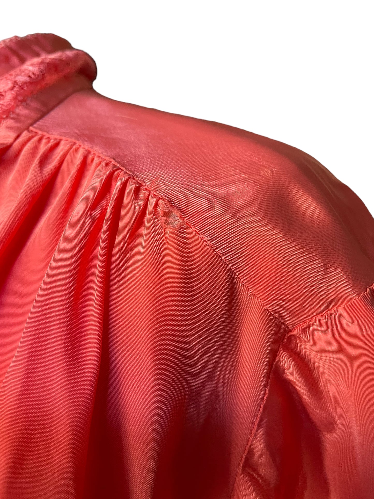 Small hole at left shoulder Vintage 1940s Satin Coral Blouse | Seattle True Vintage | Barn Owl Ladies Vintage