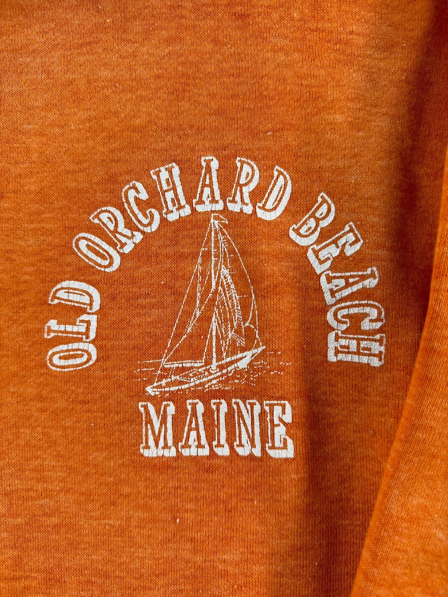 Front Graphic of Vintage Old Orchard Beach Maine Orange Creamsicle Hoodie SZ S