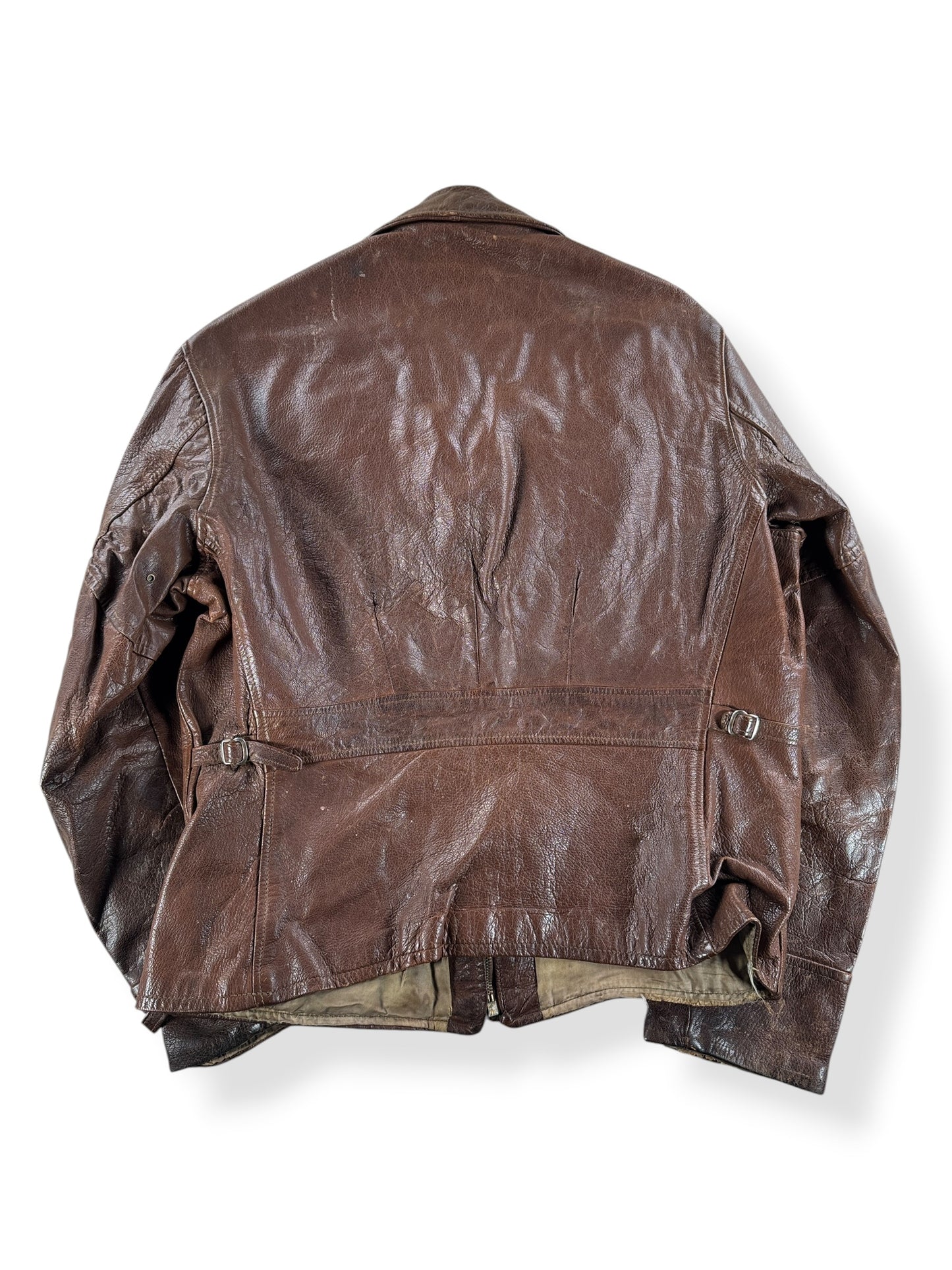 Back of Vintage Brown Goatskin Leather Jacket SZ M