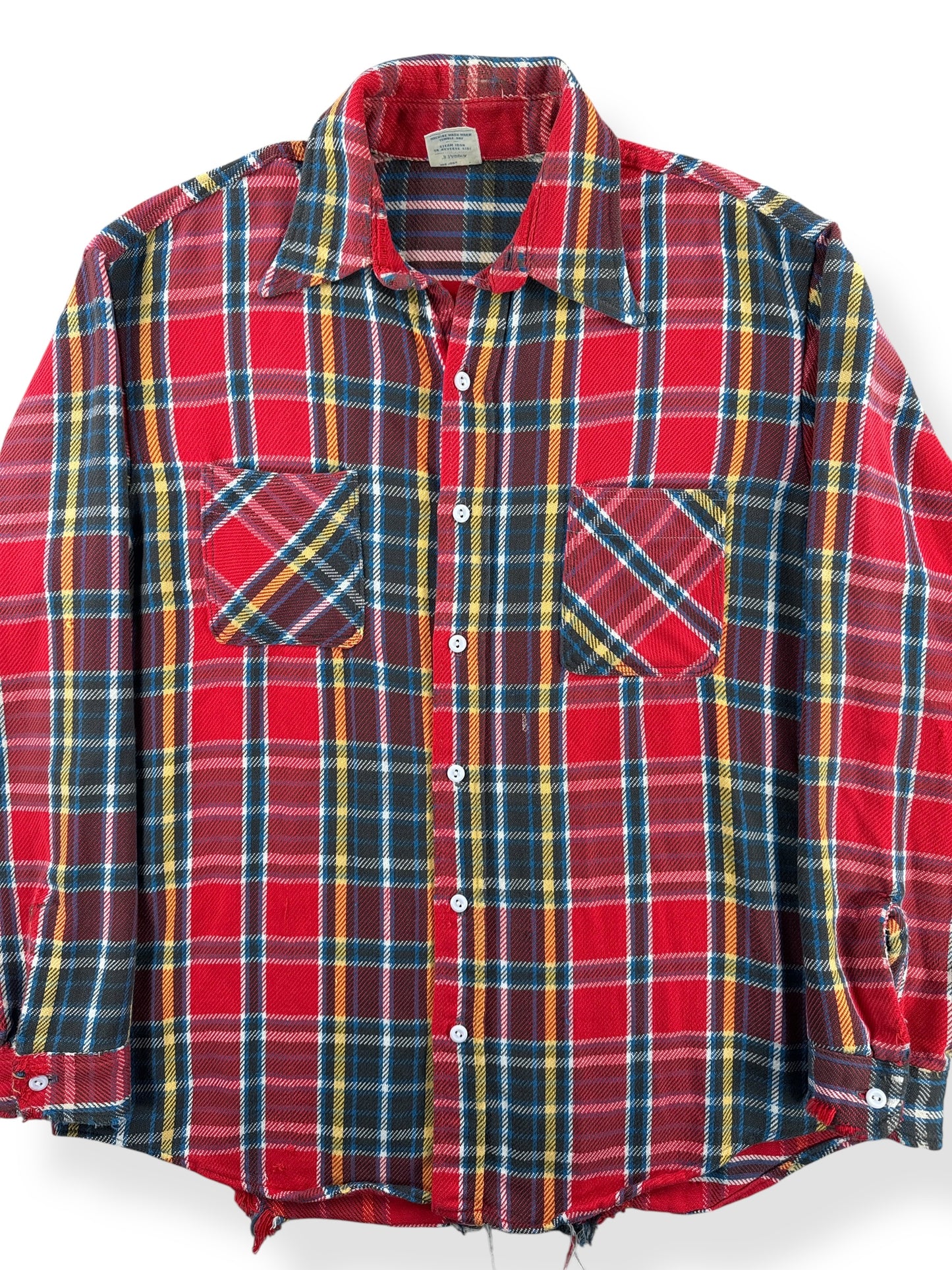 Front Close Up of Vintage Big Mac Red Plaid Cotton Flannel SZ L