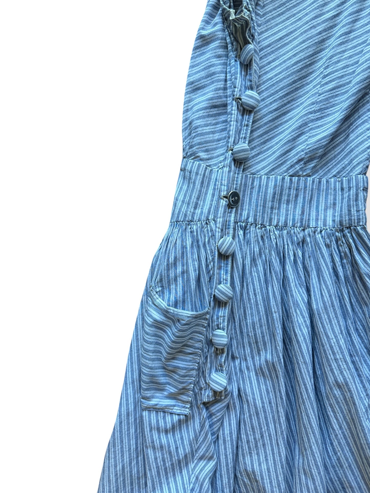 Buttons on Vintage Striped Flutter Sleeve Dress SZ S - AS IS