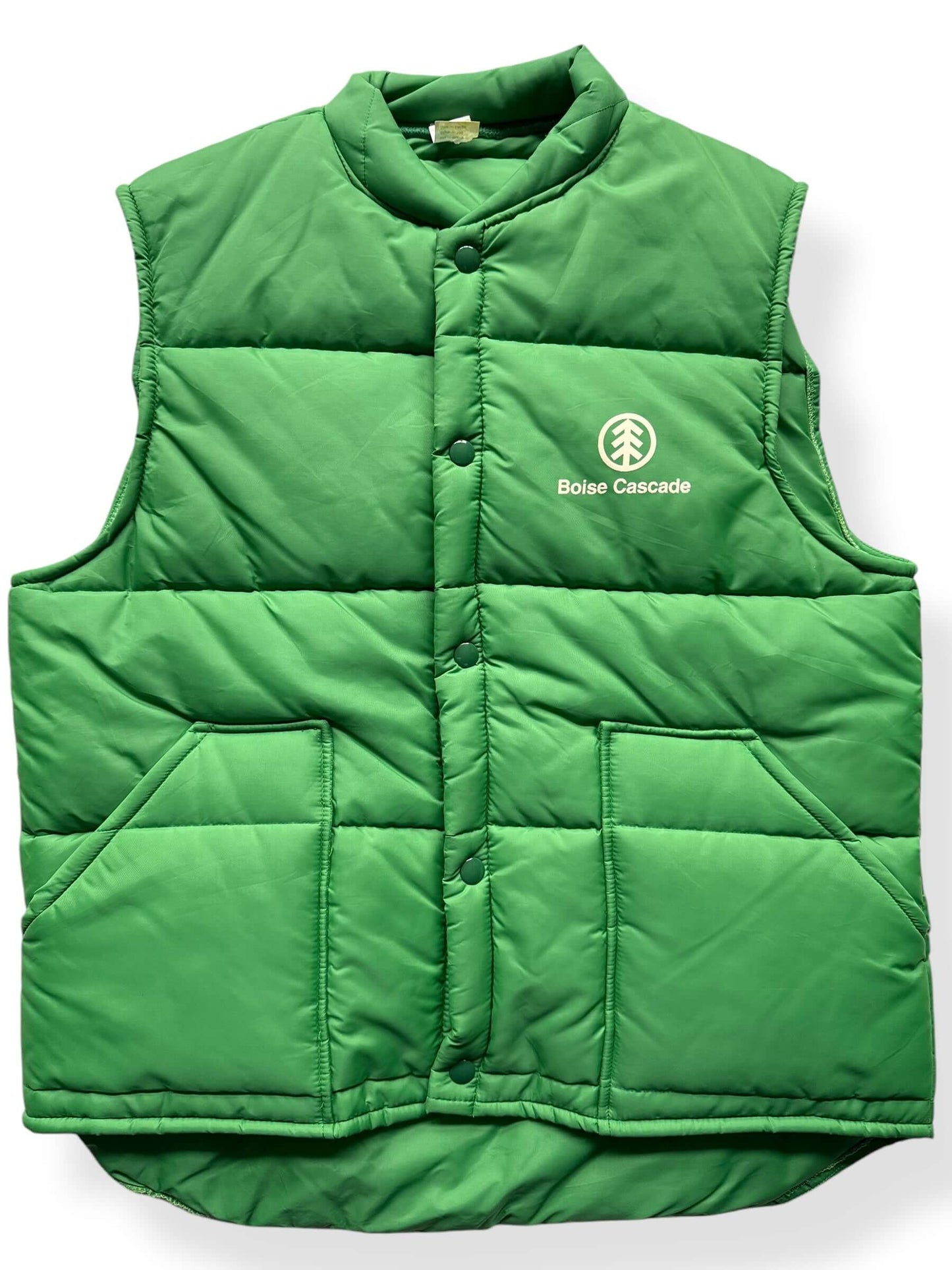 Front Close Up of Vintage Boise Cascade Puffer Vest SZ L