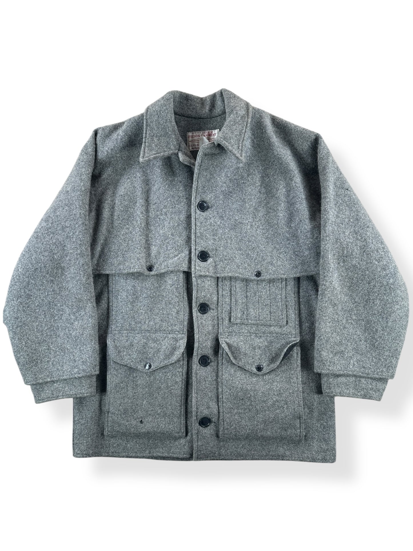 Front of Vintage Filson Grey Double Mackinaw Cruiser SZ 44