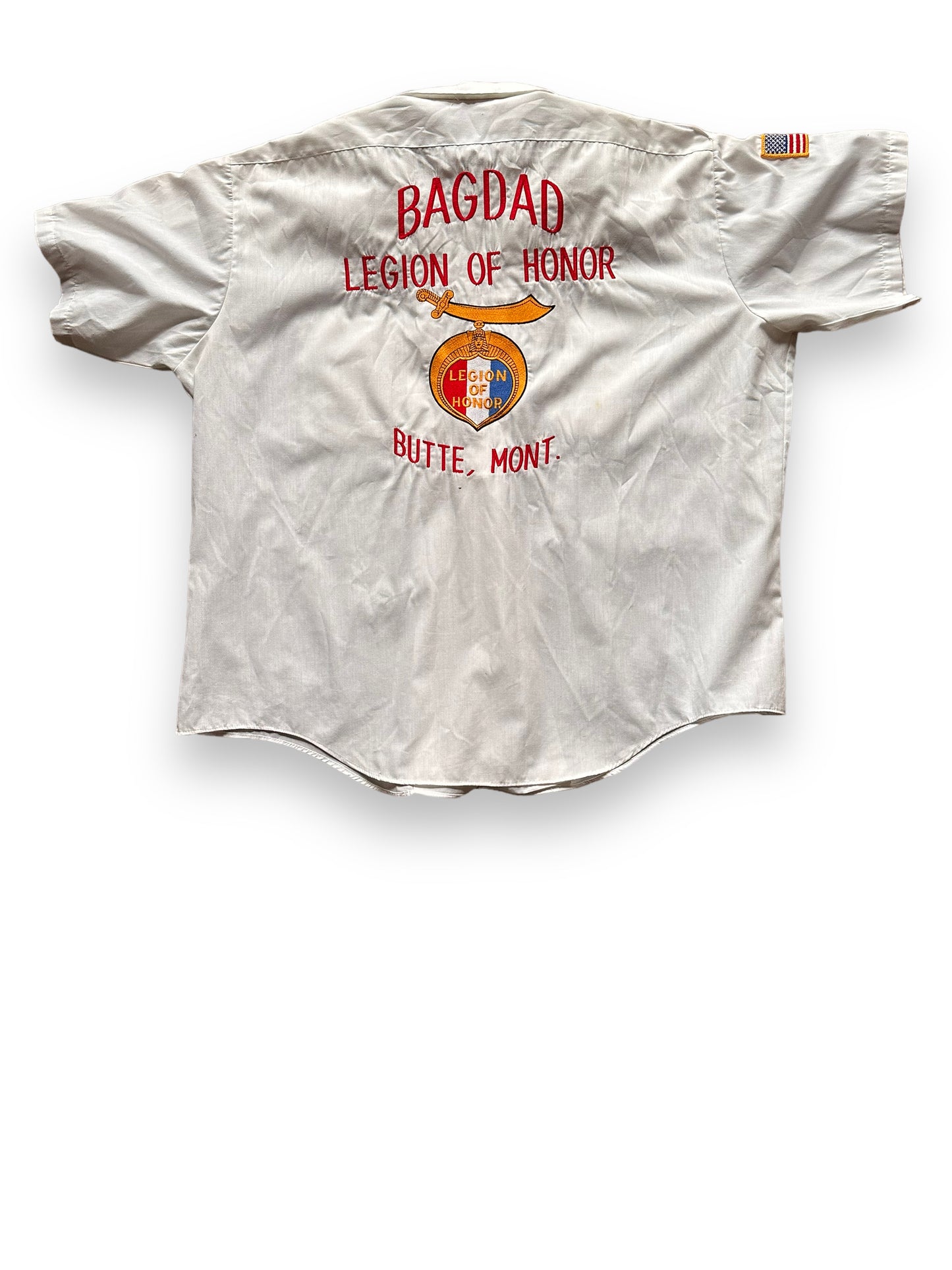 back of Vintage Bagdad Legion of Honor Bowling Shirt SZ XXL | Vintage Bowling Shirt Seattle | Barn Owl Vintage Seattle