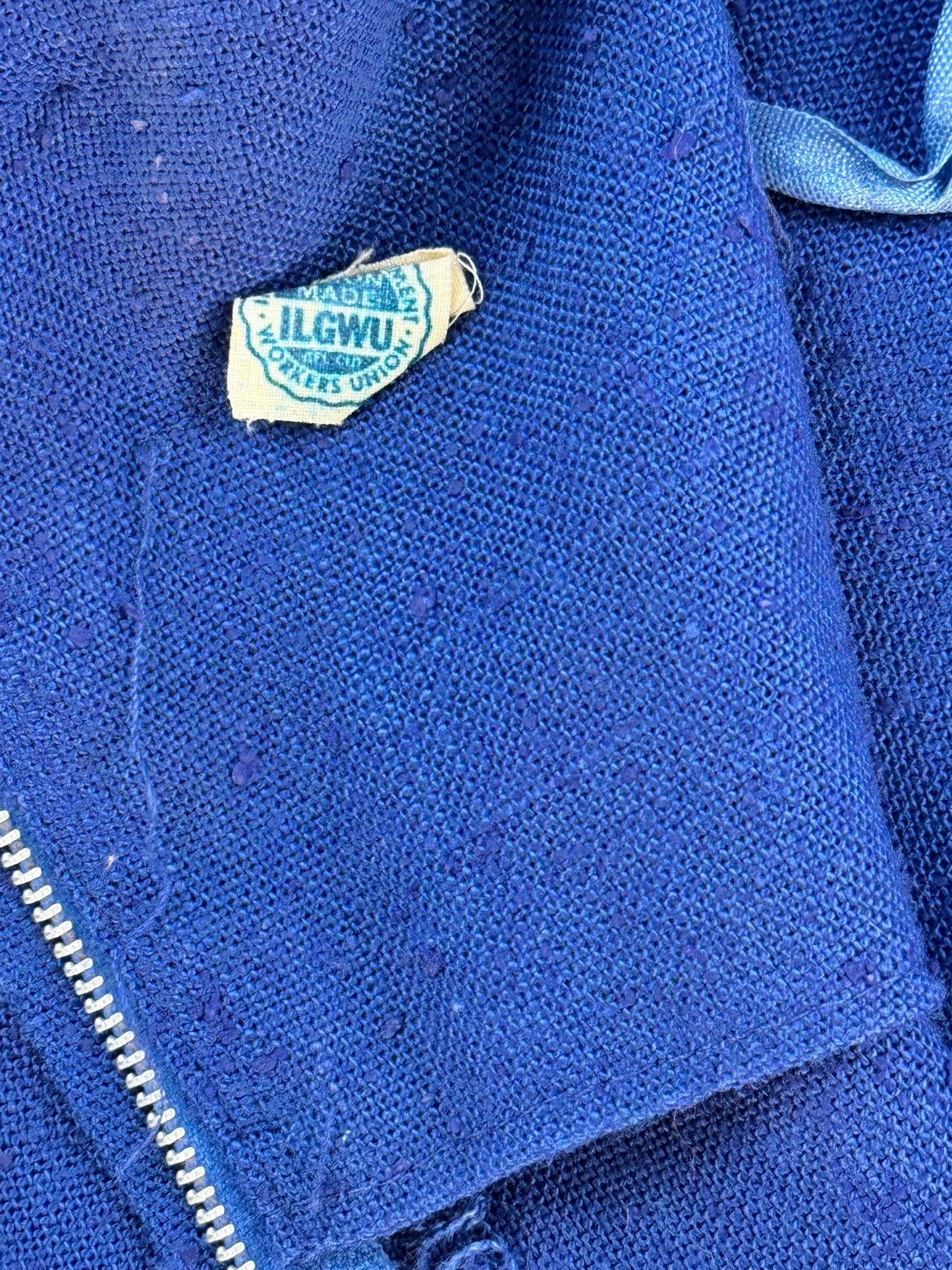 Union tag of 1960s Blue Dress with Scalloped Collar S