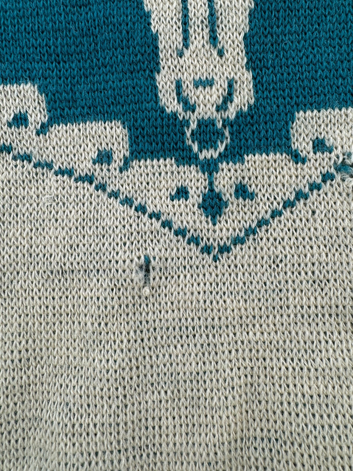 Hole on Vintage 1940s Jantzen Let 'Em Buck Sweater SZ XS