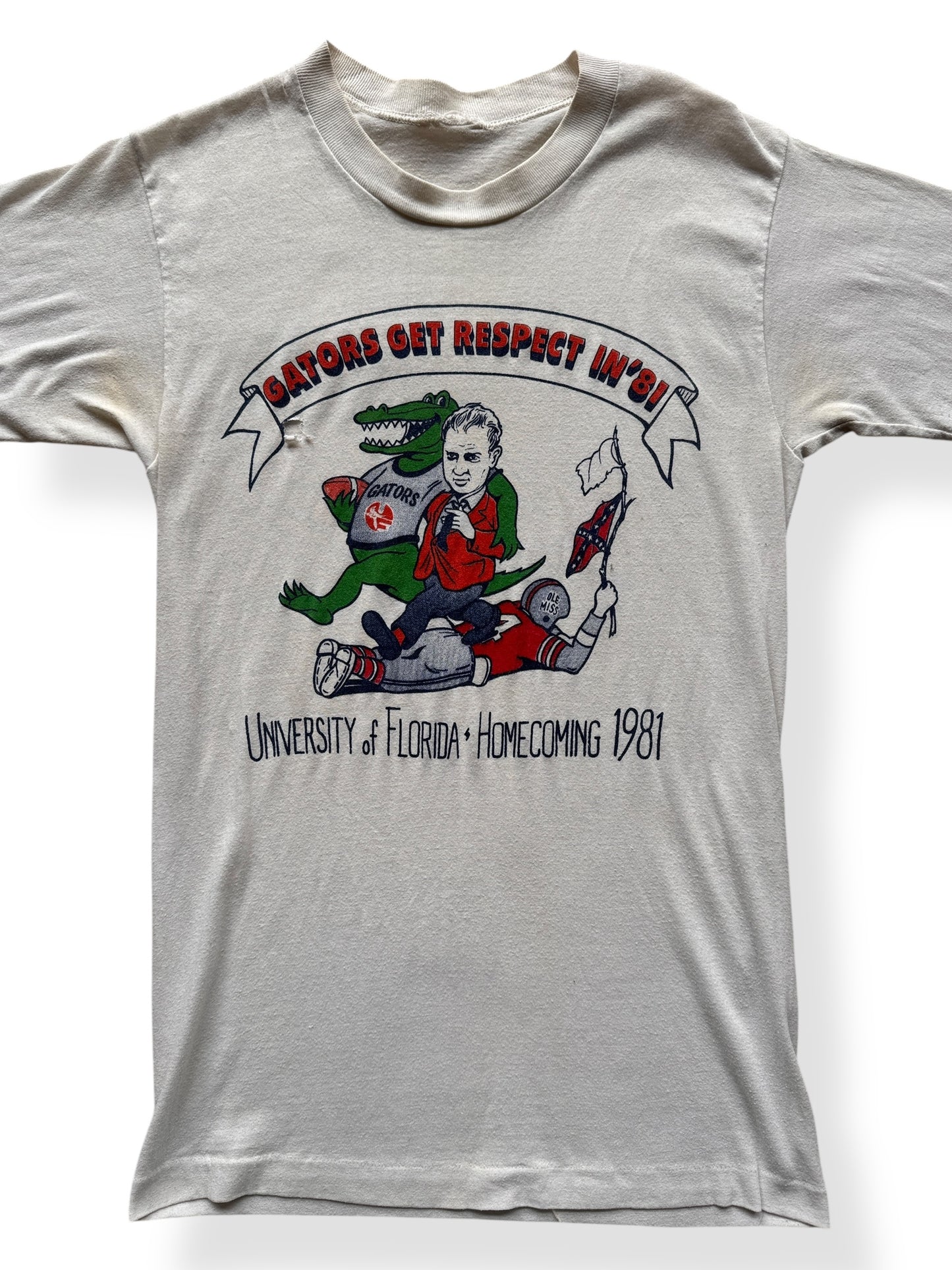 Front Close Up of Vintage Gators '81 Tee SZ XS
