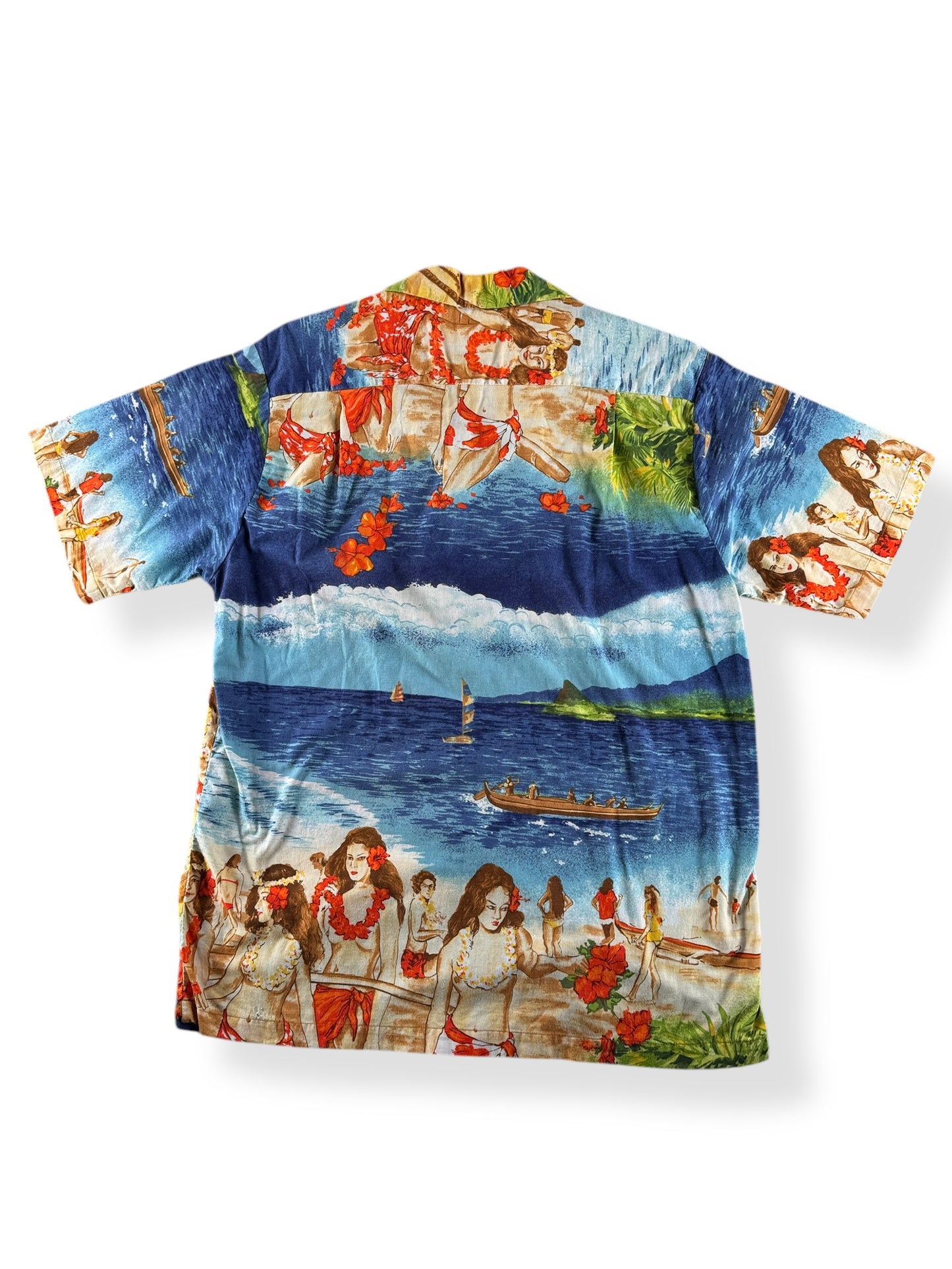 Back of Vintage Waltah Clarke's Aloha Shirt SZ M