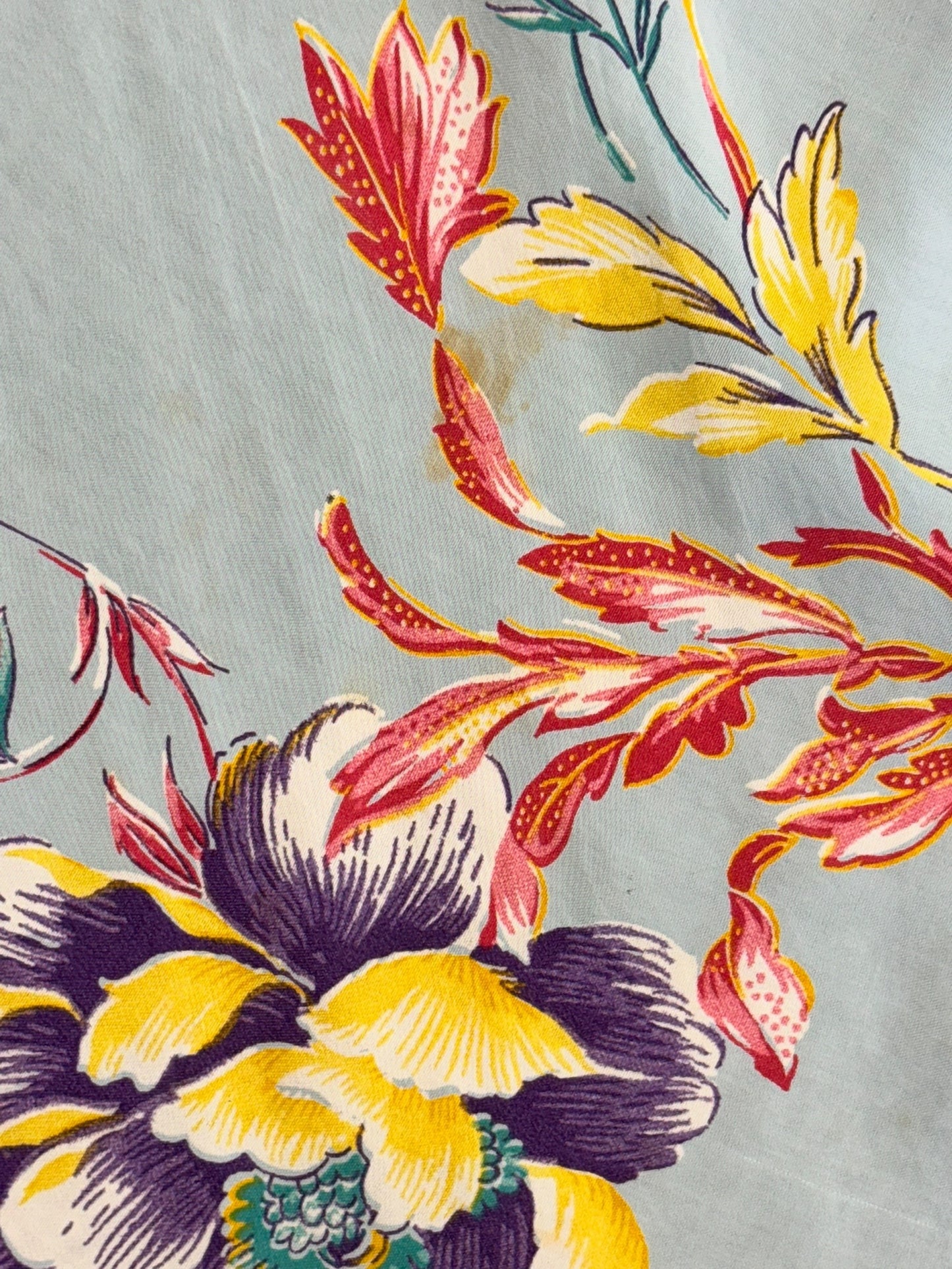 1940s Rayon Floral Dress M-L