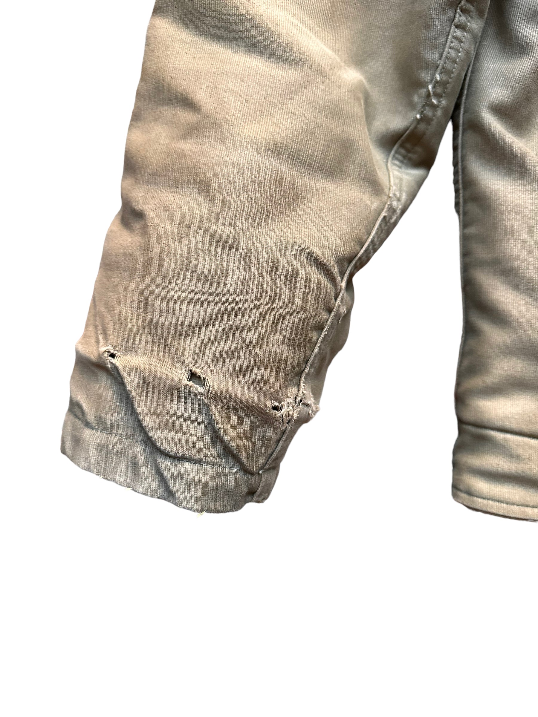 Rear Left Cuff View on Vintage WWII N-1 Deck Jacket SZ 40 |  Vintage Military N1 Deck Jacket Seattle |  Barn Owl Vintage Seattle