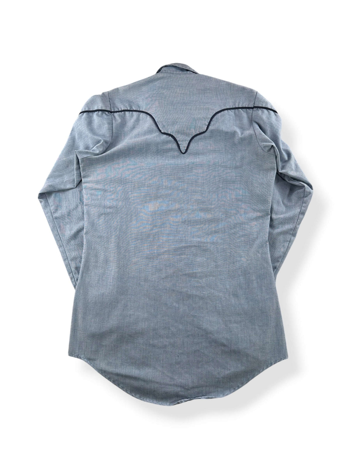 Back of Vintage Rockmount Ranch Wear Pearl Snap Chambray SZ 14 1/2