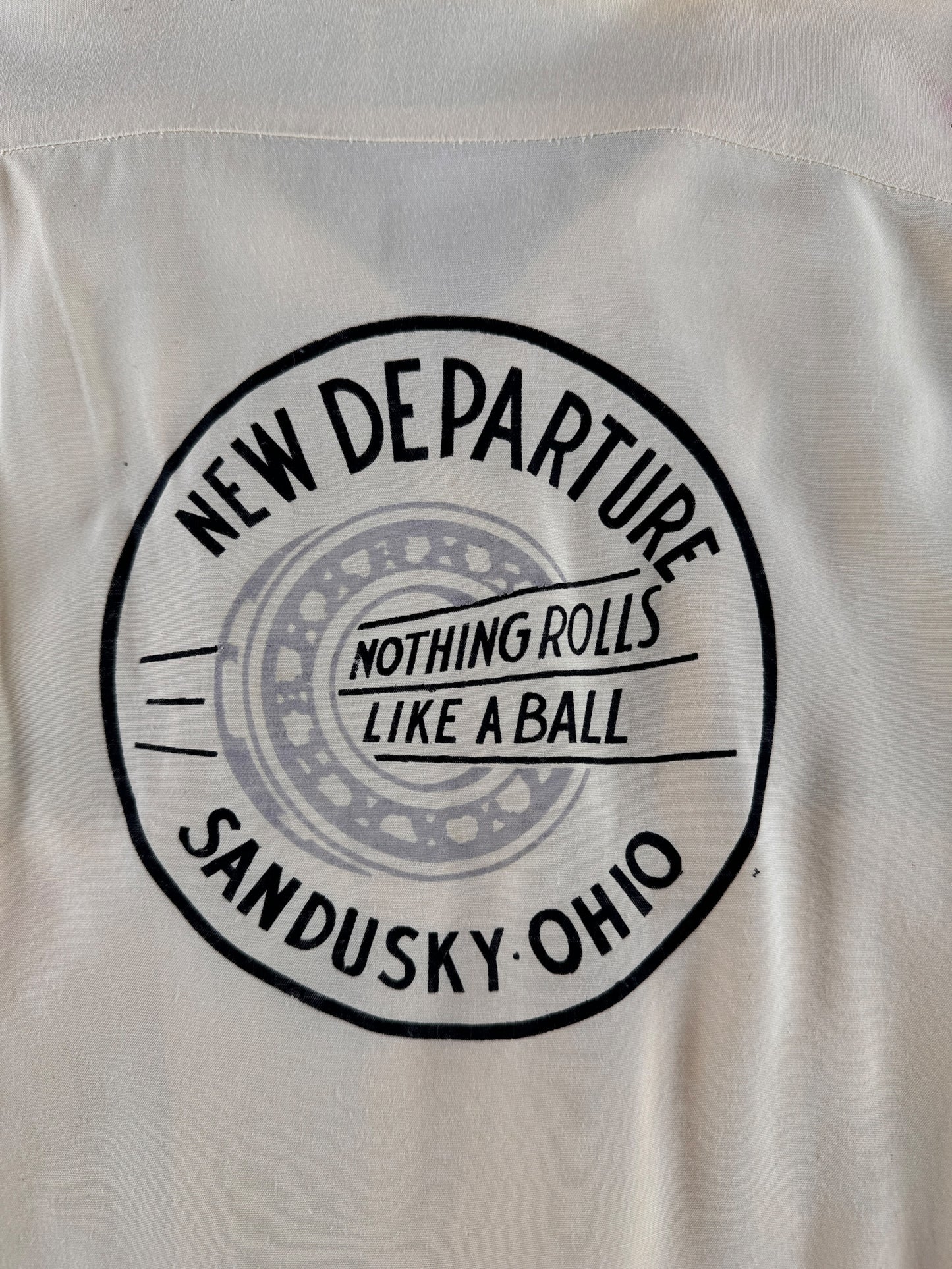 Back Graphic on Vintage New Departure Sandusky Ohio Long Sleeve Loop Collar SZ M