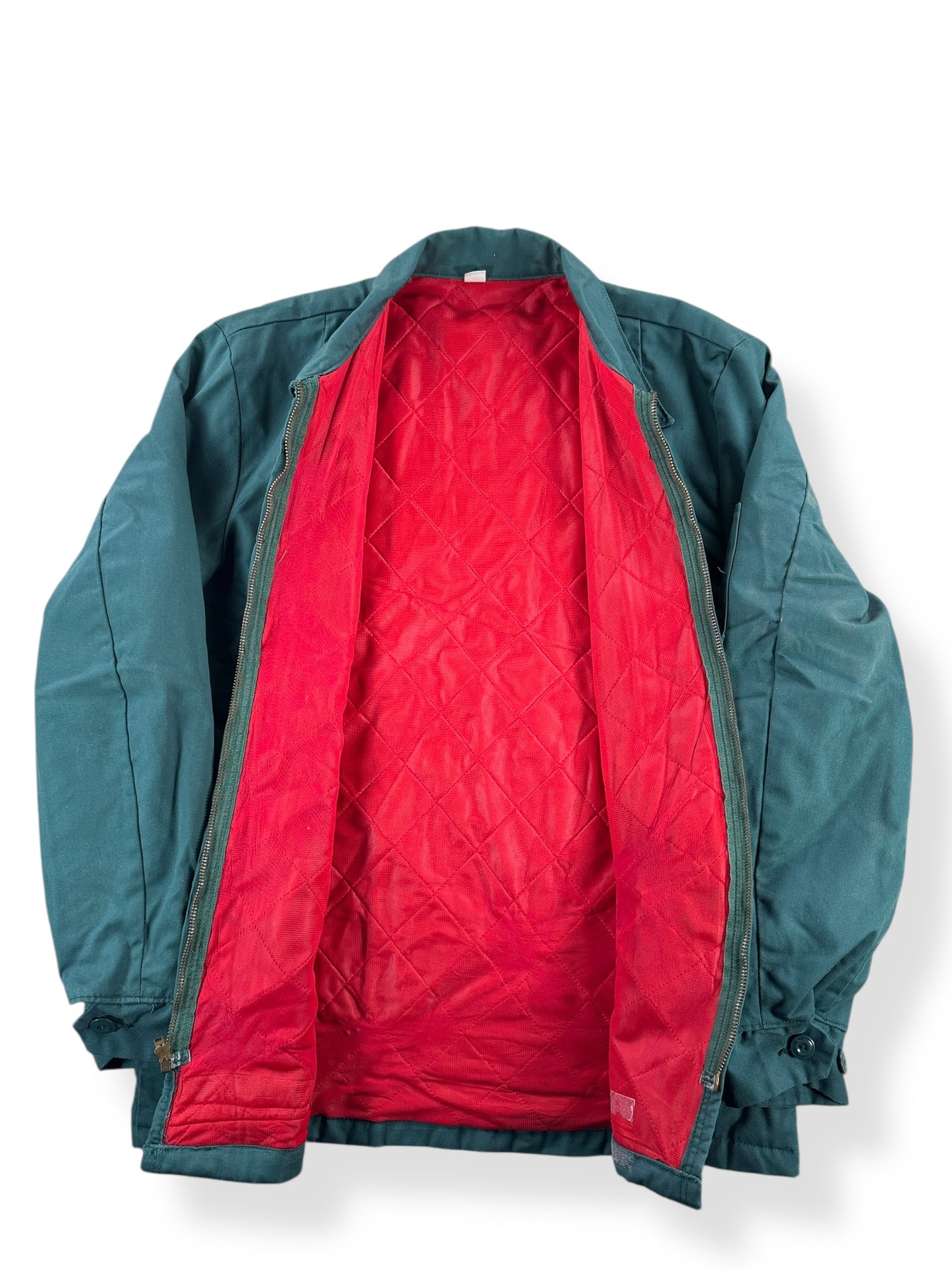 Inside of Vintage Red Kap Green Gas Station Jacket SZ M