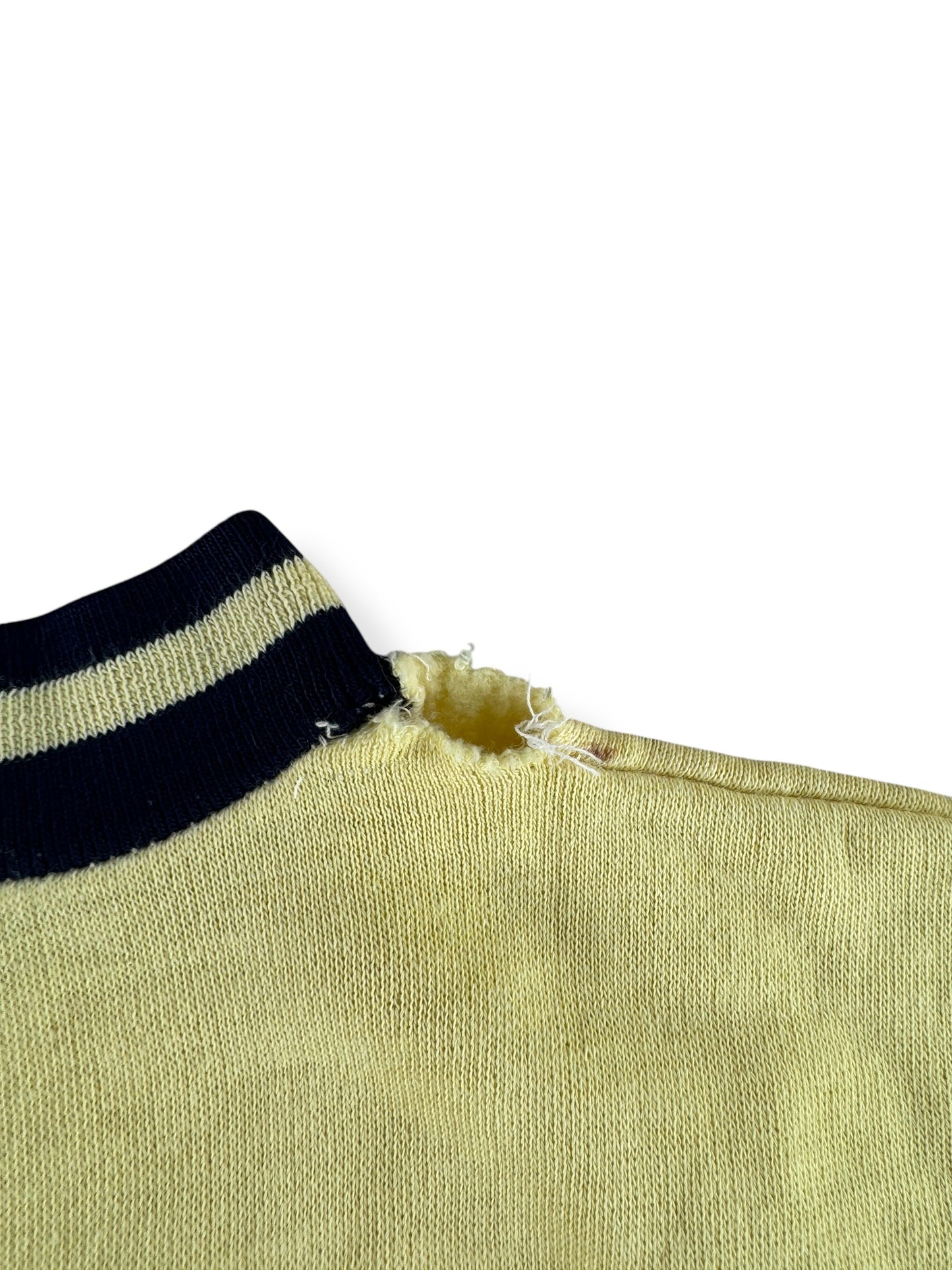 Hole on Shoulder of Creslan Ringer Short Sleeve Crewneck SZ S AS IS