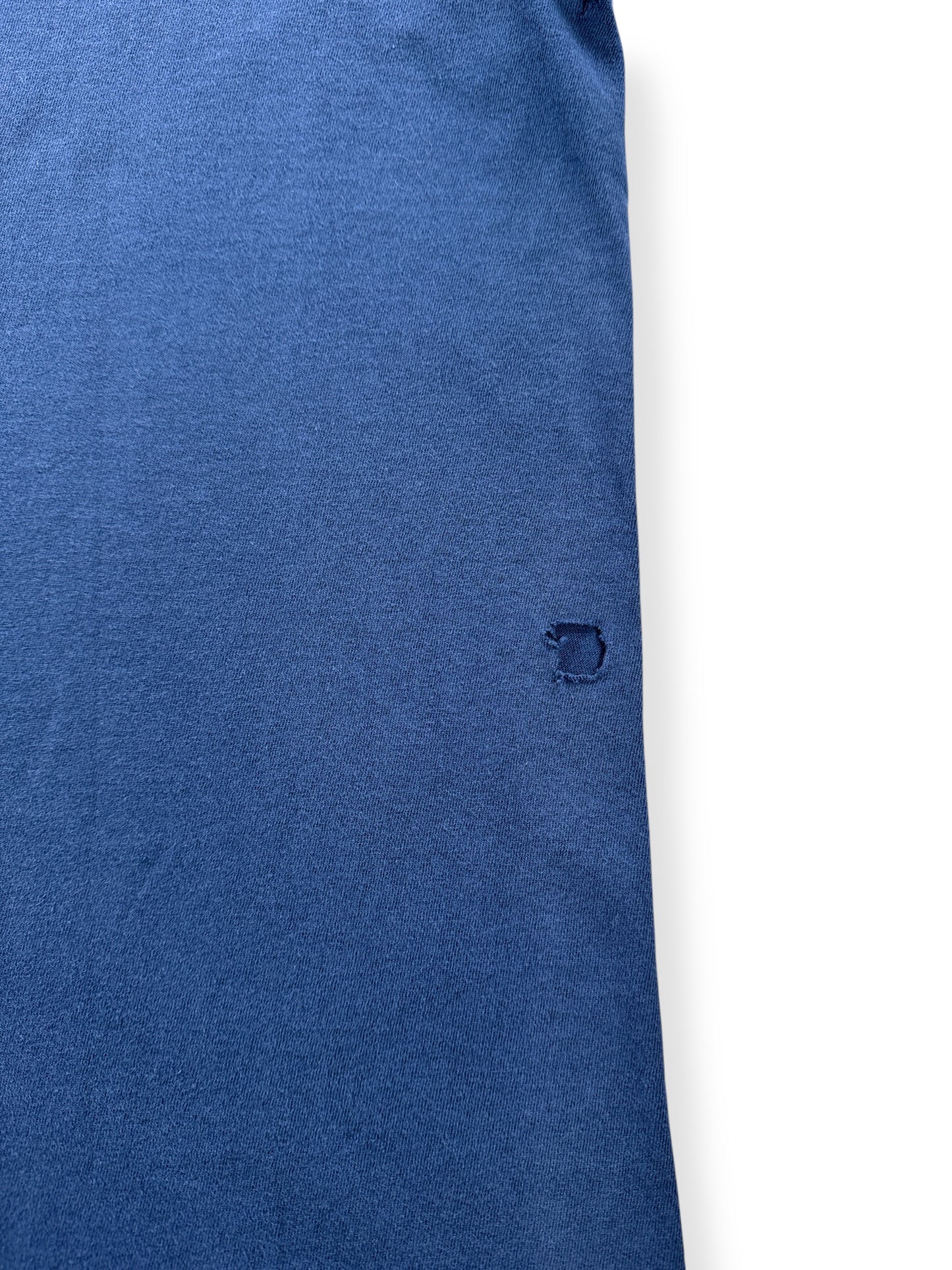 Hole on Vintage Hanes Fader Navy Blue Pocket Tee SZ XL
