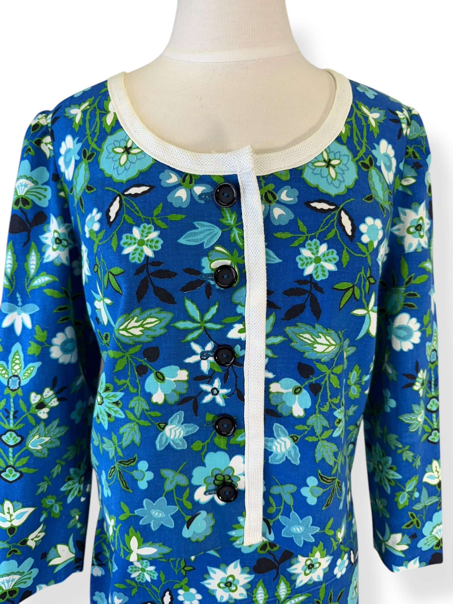 Front top of 1960s Handmade Floral Skirt Set S
