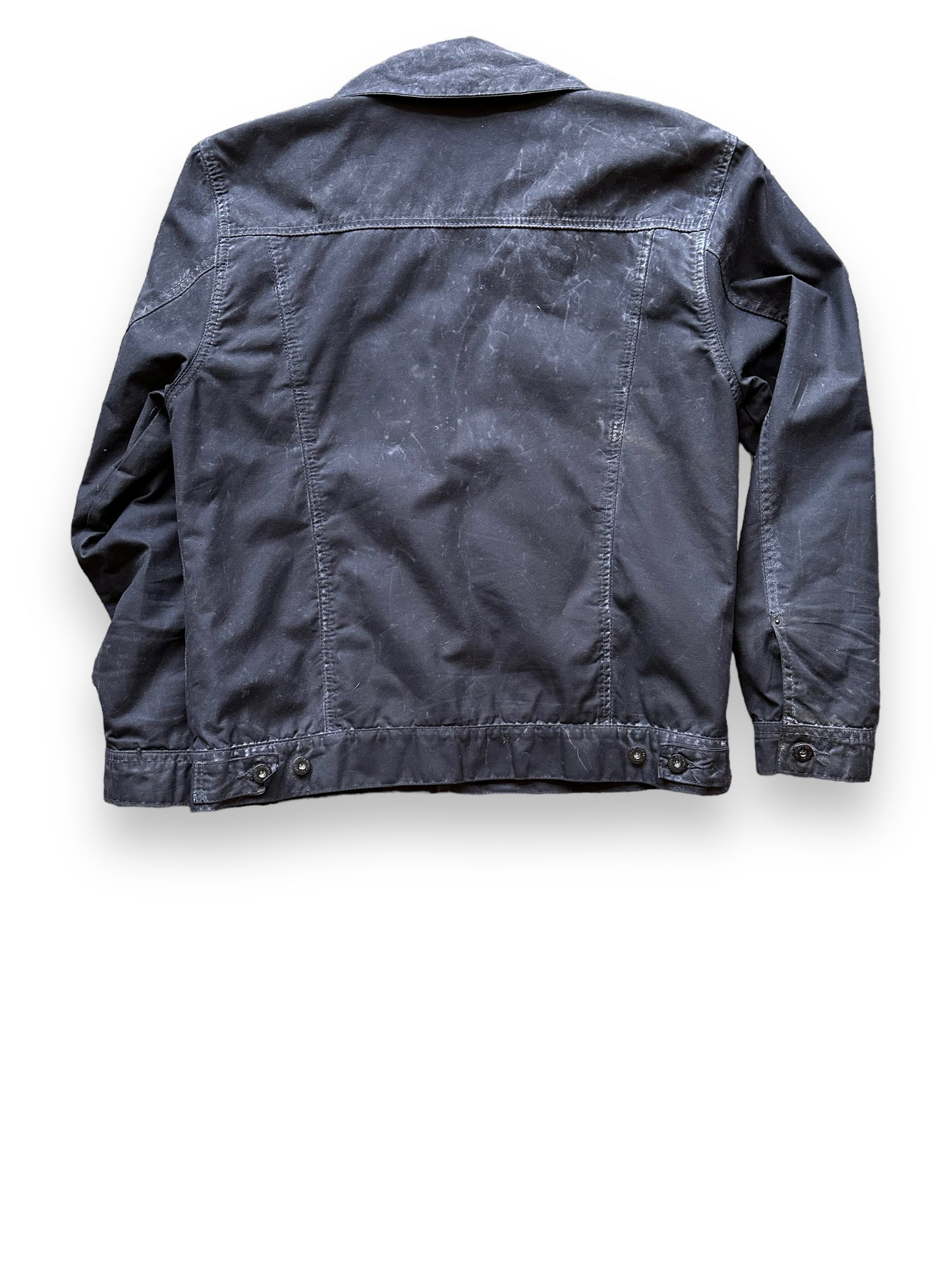 Rear View of Filson Black Short Lined Tin Cloth Cruiser SZ M |  Barn Owl Vintage Goods | Vintage Filson Workwear Seattle