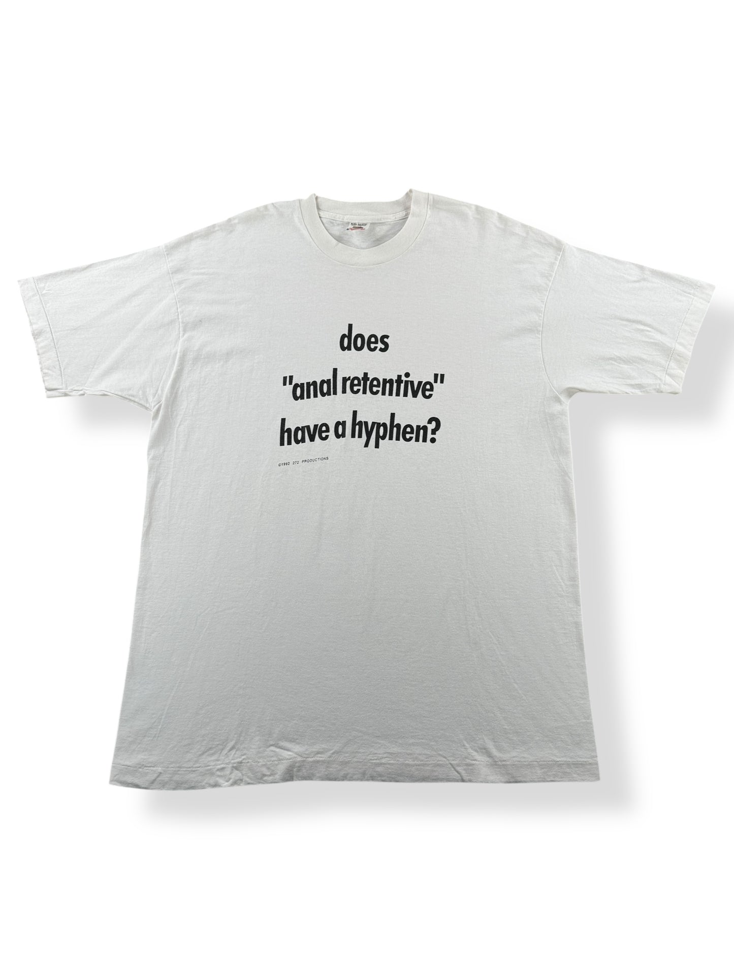Front of Vintage Anal Retentive Joke Tee SZ XL
