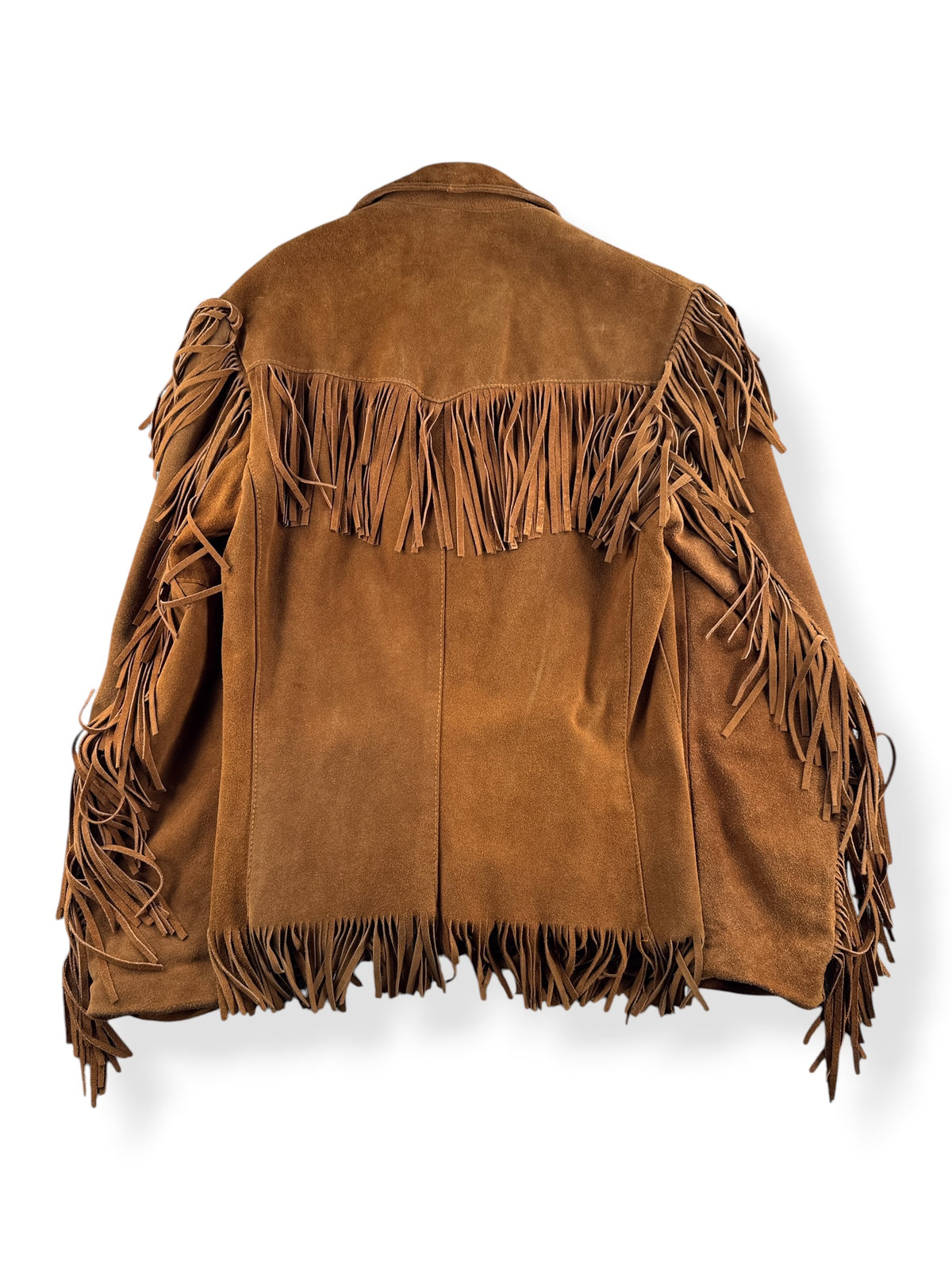 Back of Vintage Suede Fringe Jacket SZ 38