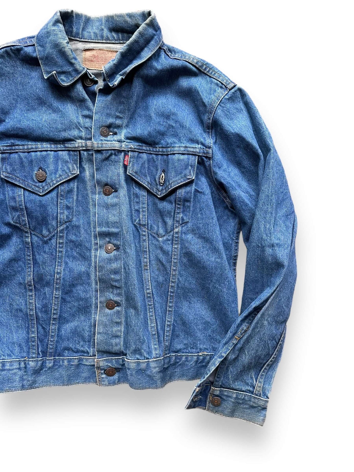 Front Left View of Vintage 2-Pocket Levi's Type III Denim Jacket SZ 42 | Vintage Denim Workwear Seattle | Seattle Vintage Denim