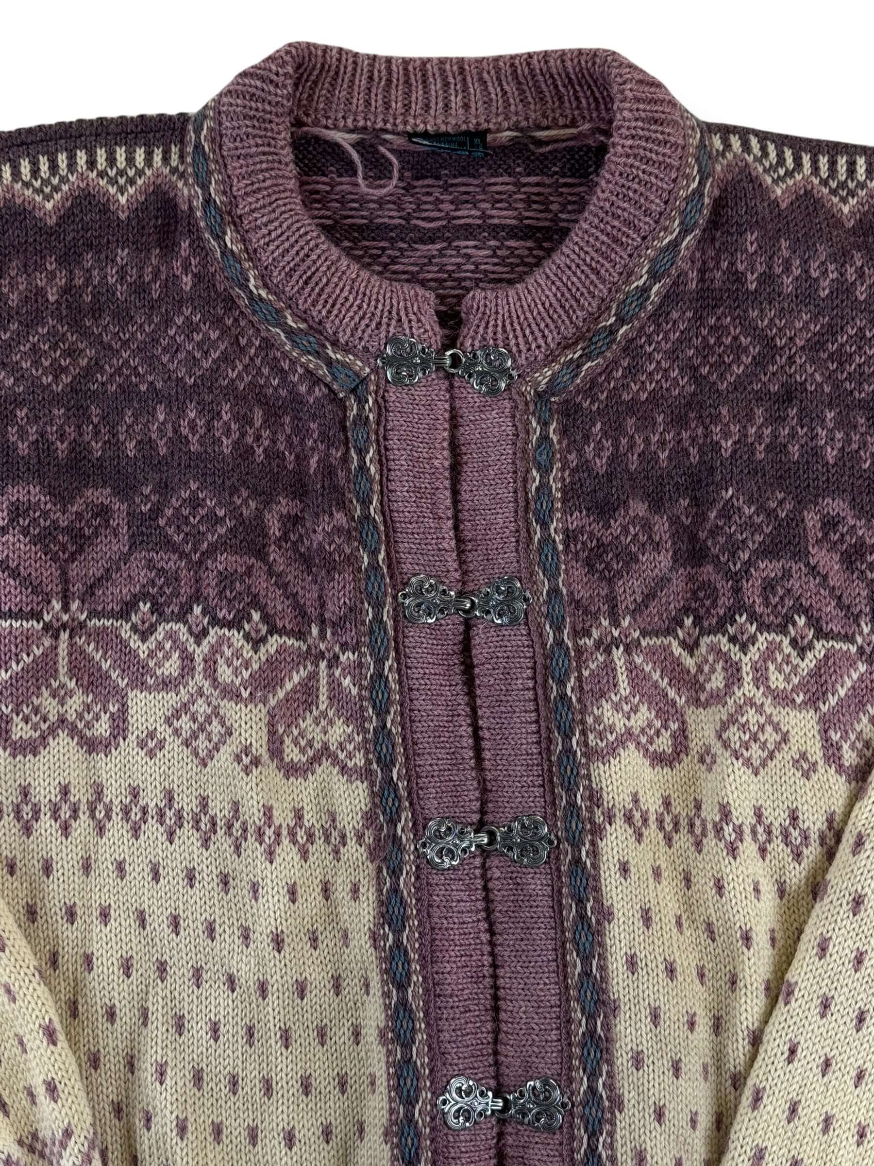 Front view of 1980s Dale of Norway Cardigan Sweater XL